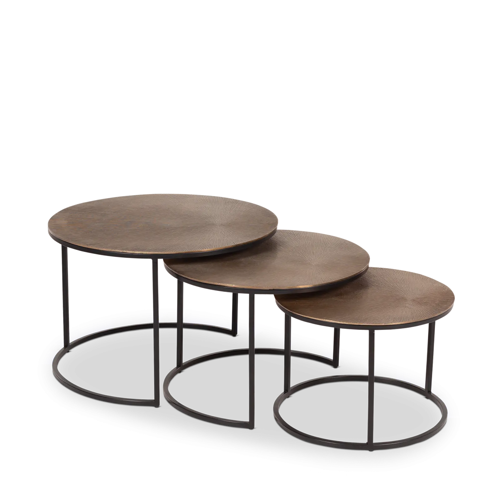 Salontafel Zofia 3 stuks - rond 70/60/50 cm - metaal Vintage Goud