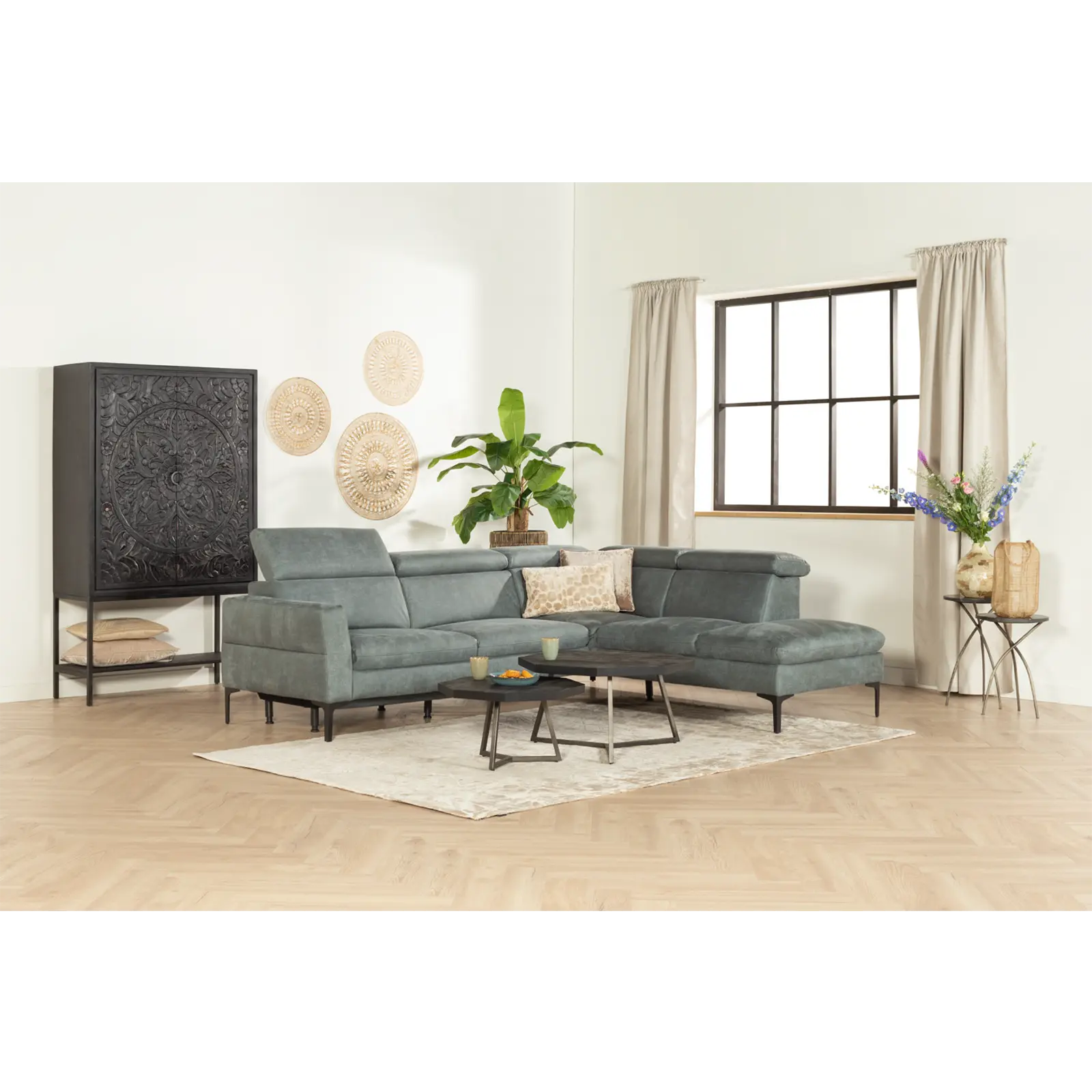 Opbergkast Belleville - 110 cm - 2 deuren - Mangohout Zwart