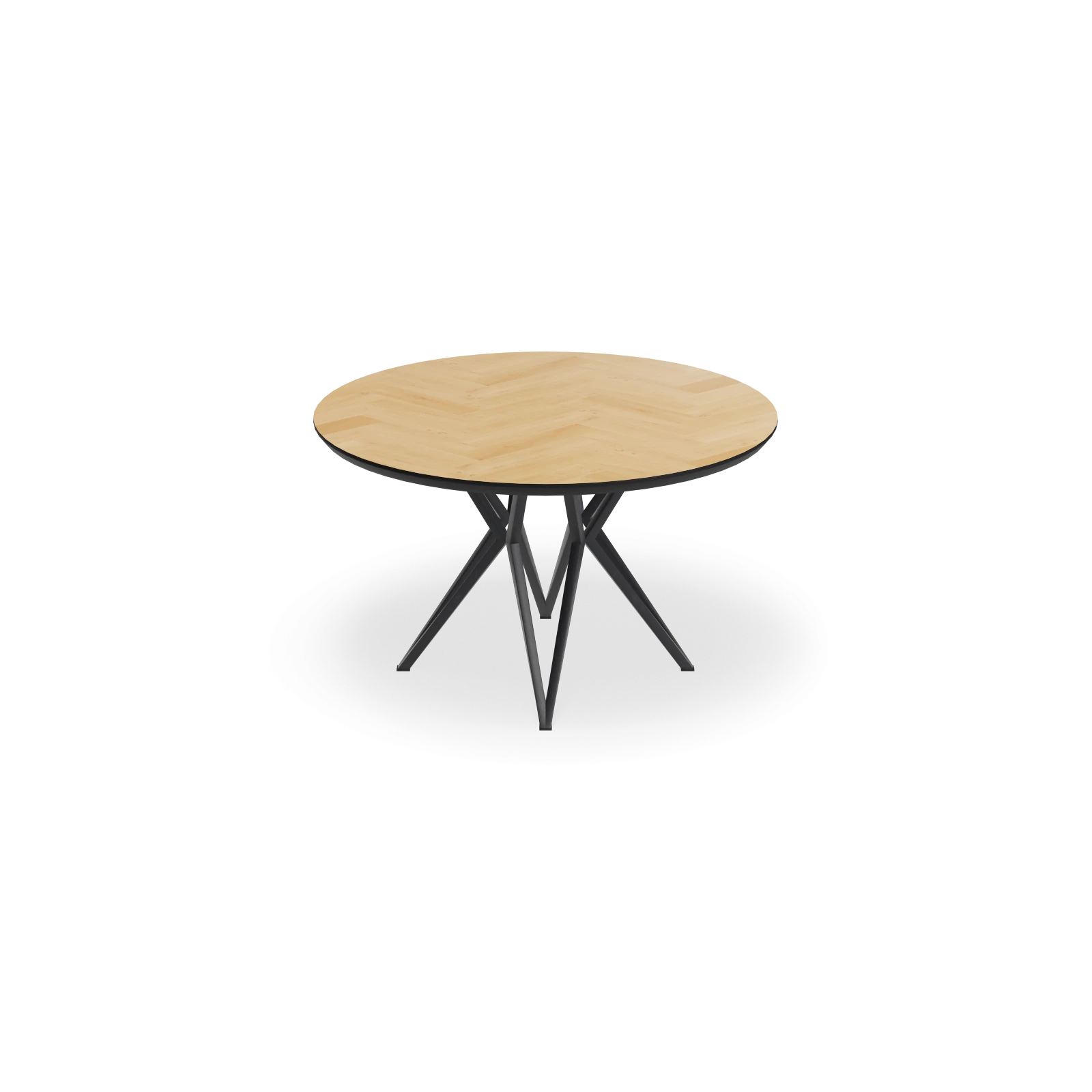 Eettafel Crosse - Rond Eiken Visgraat Nature White (130cm)