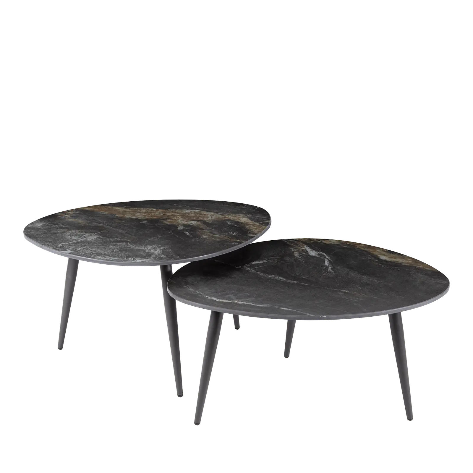 Salontafel set van 2 Fossil - organische vorm - Keramiek Fossil Black