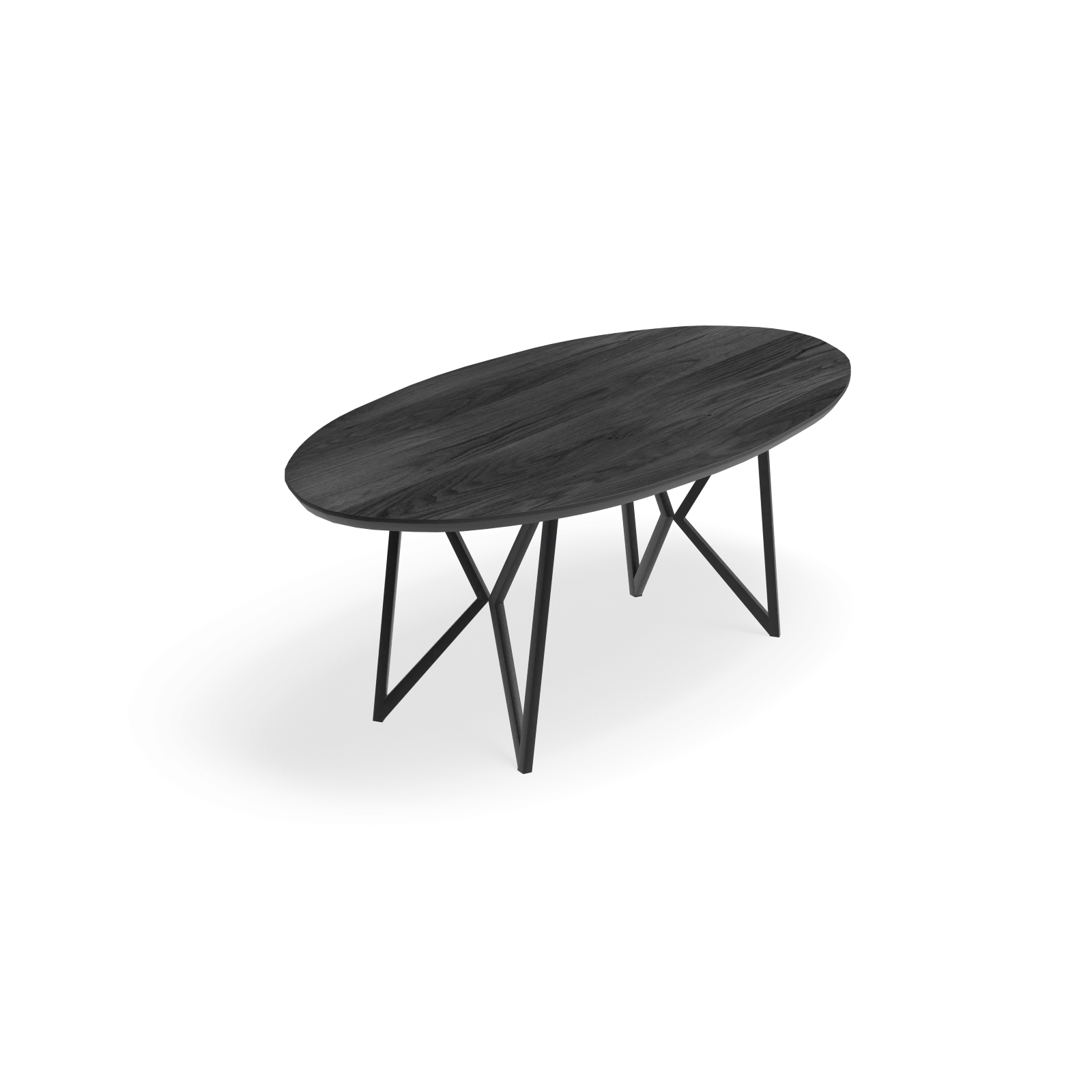 Eettafel Crosse (los) - Ovaal HPL Houtlook Zwart (200x105cm)