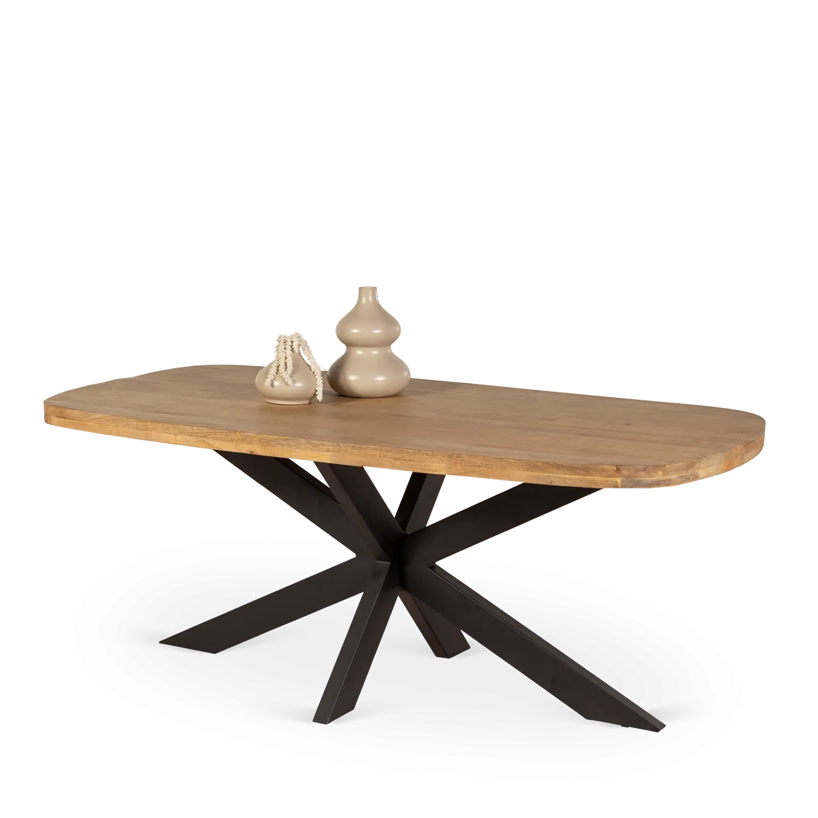 Eettafel Yucca - boat shape 200x100 cm - Mangohout Naturel - sale