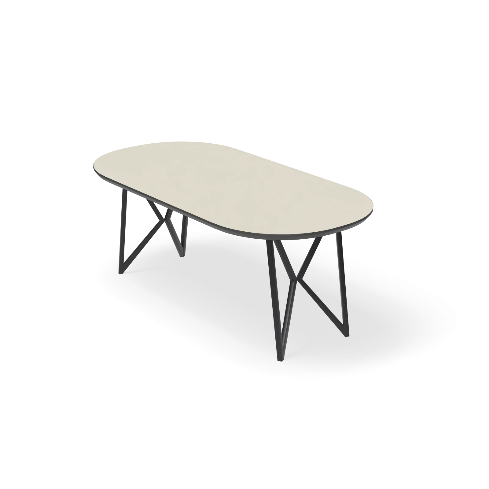 Eettafel Crosse (los) - Halve Cirkel HPL Stone Beige (200x100cm)