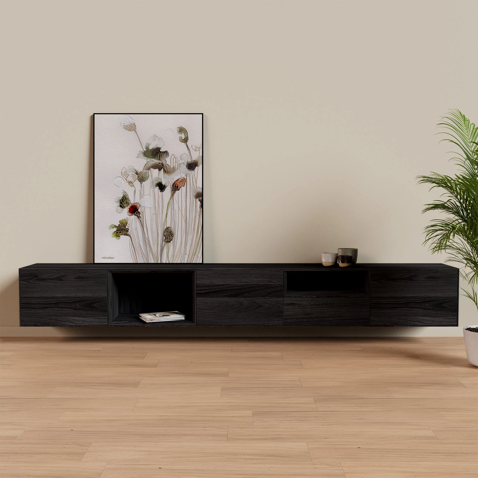 TV Meubel Black Sky 300cm Zwevend
