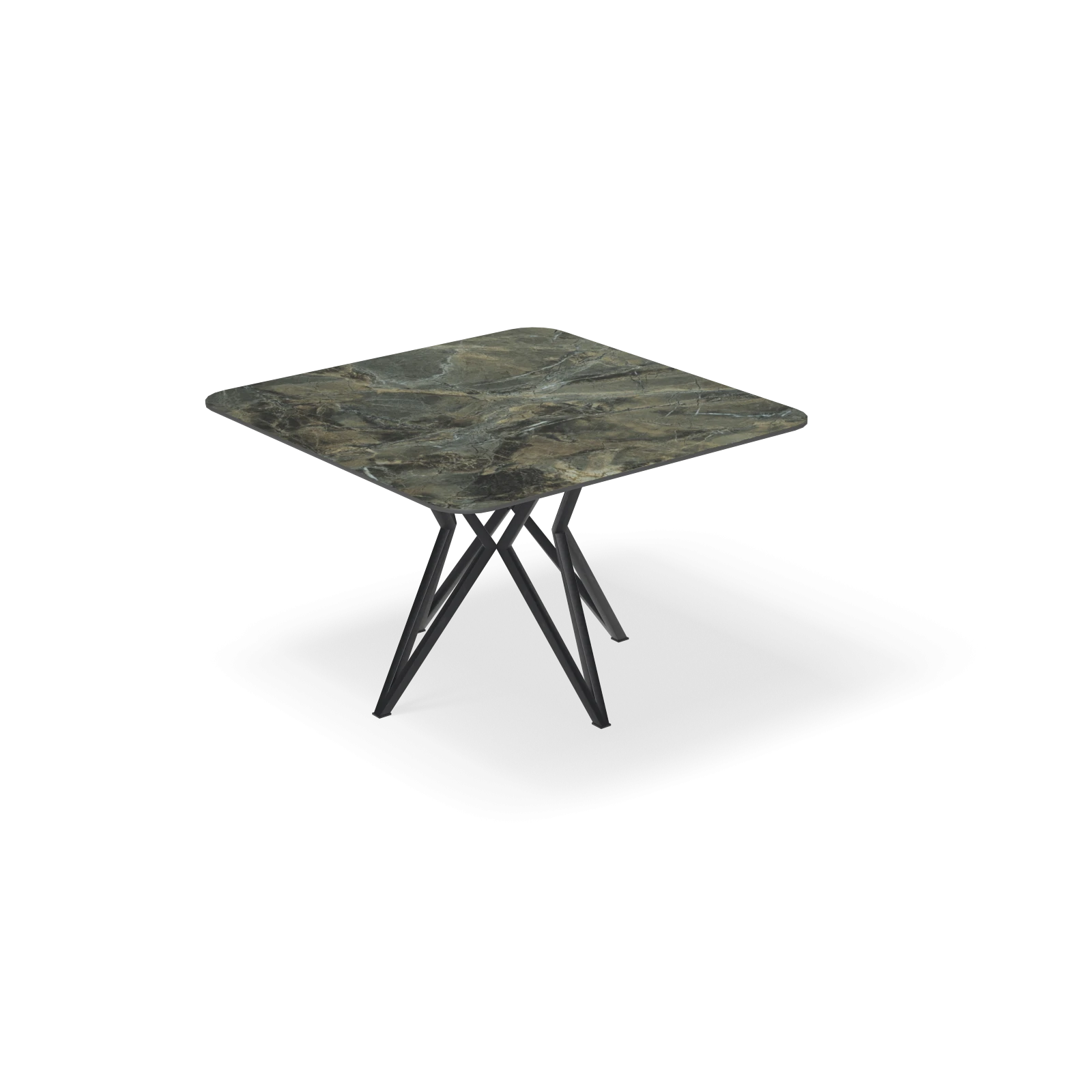 Eettafel Crosse - Vierkant afgeronde hoek Keramiek Verda Borgogna Satin (120x120cm)