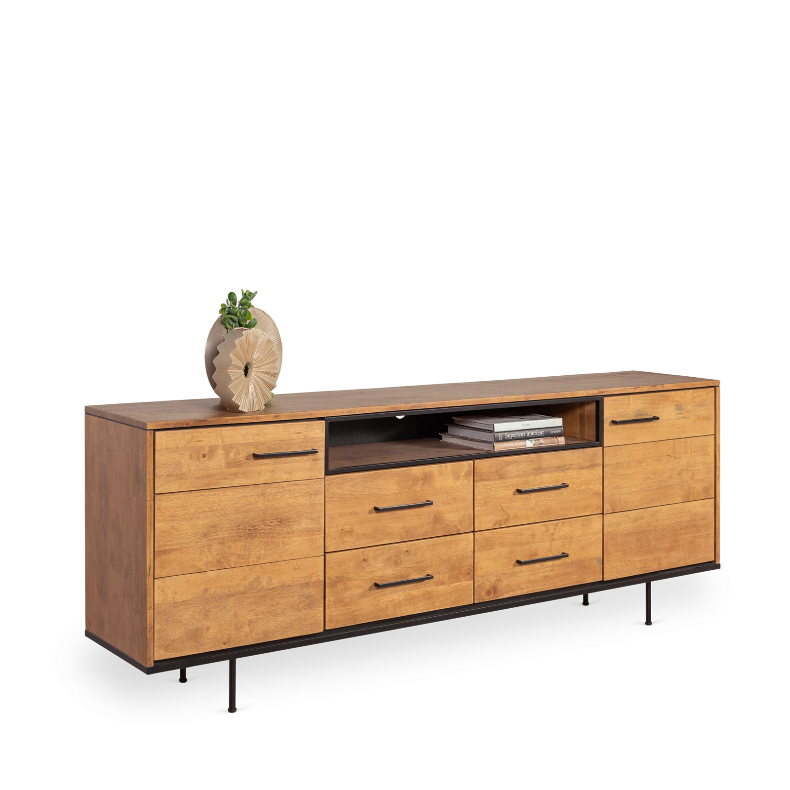 Tv meubel (hoog - 220cm - open vak) Palma - Warmbrown