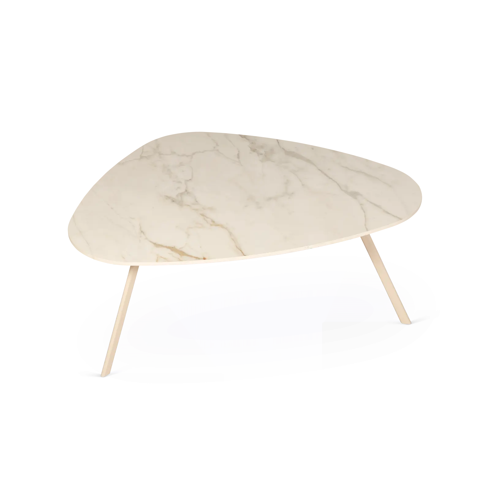 Salontafel Trenta - kiezelvorm 105x80 cm - Keramiek Golden White Satin
