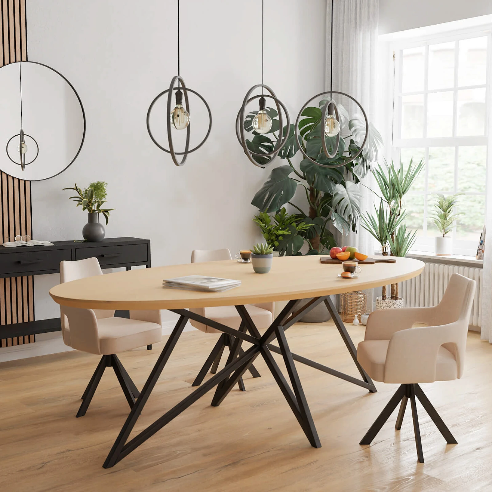 Eettafel Crosse - Ovaal Eiken Nature white (220x110cm)
