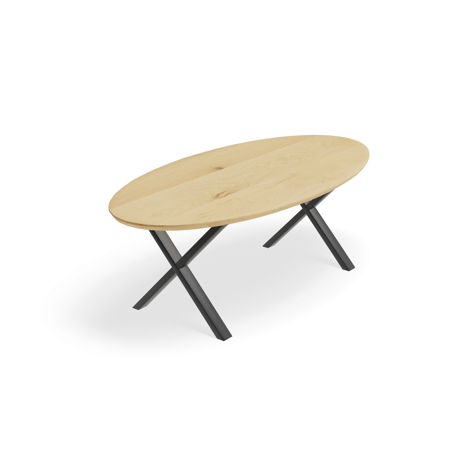 Eettafel X Poot(8x4cm) - Ovaal Eiken Nature White (220x110cm)
