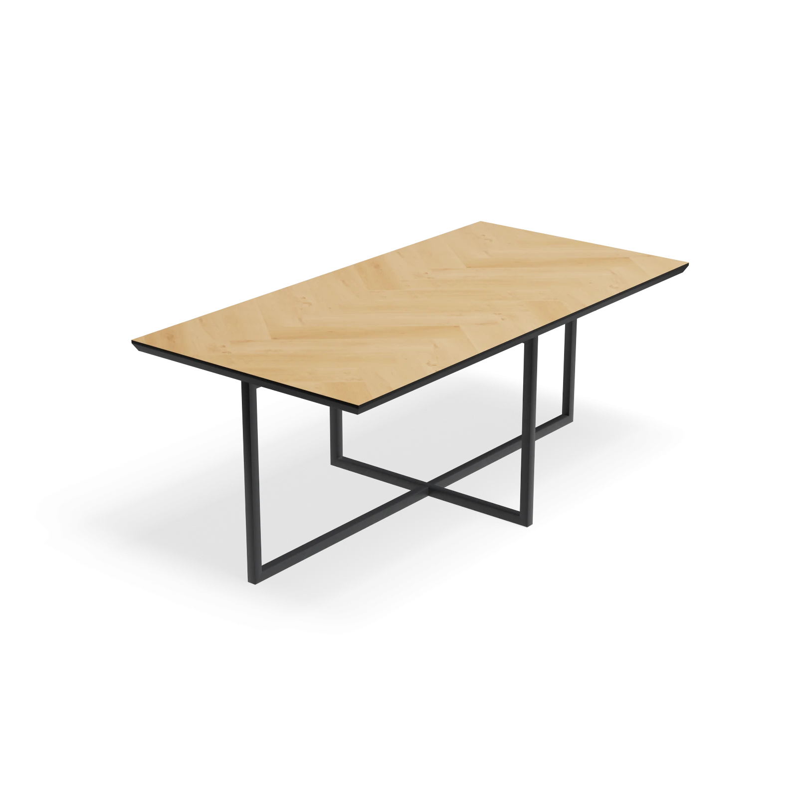 Eettafel Kubus - Rechthoek Eiken Visgraat Nature White (200x100cm)