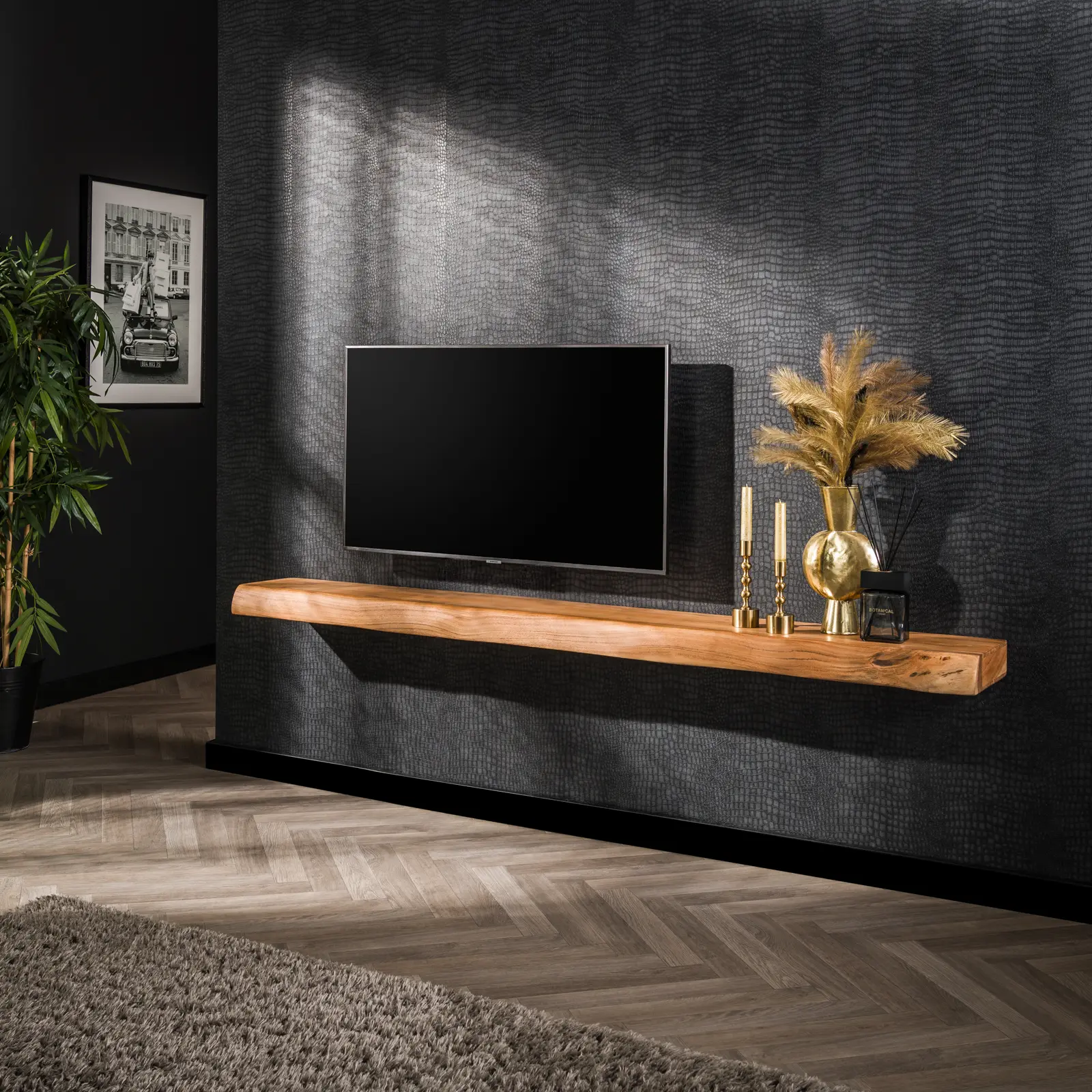 Wandplank Tree - 200 cm - Massief Acaciahout