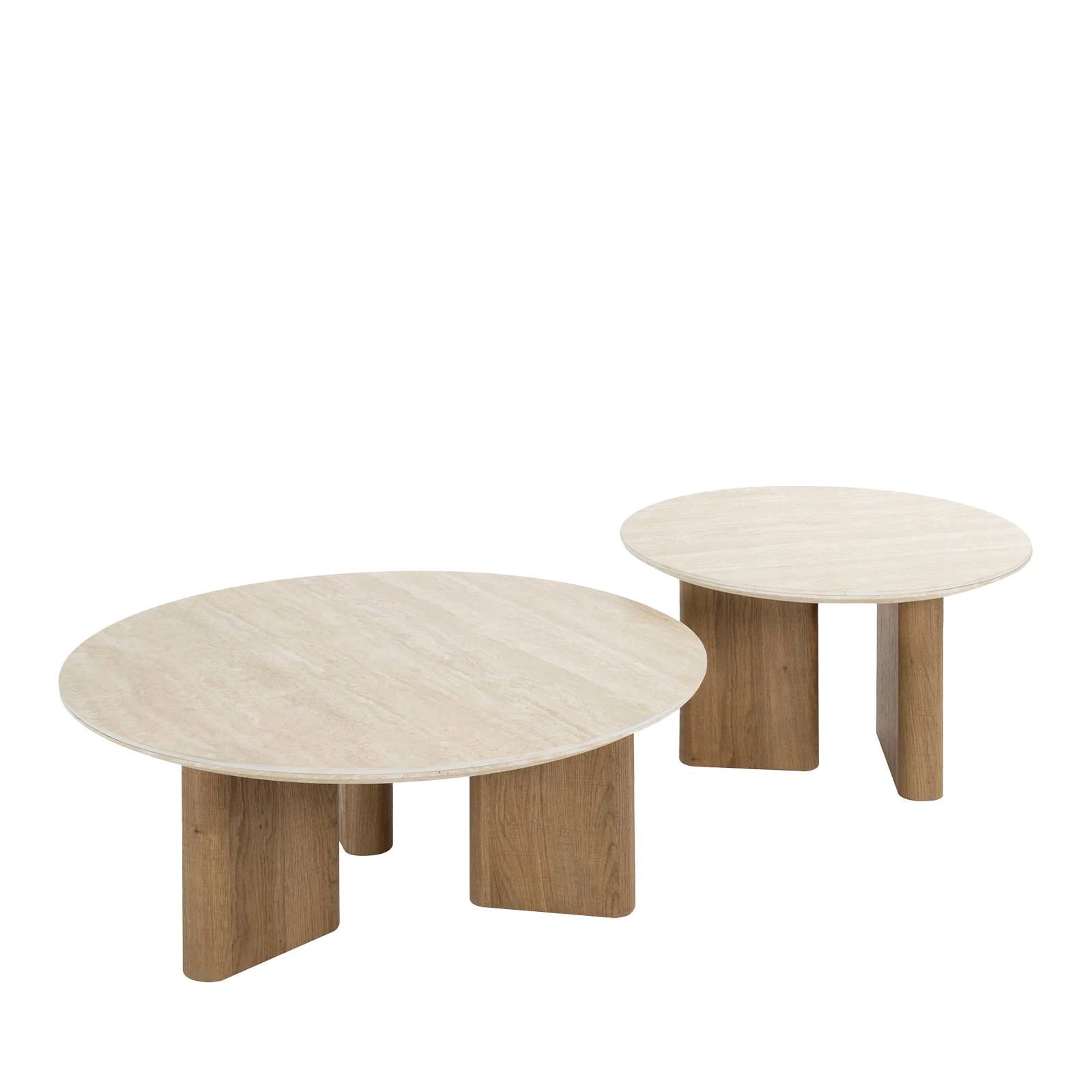 Salontafel Romano - rond - set van 2 - Keramiek Travertin