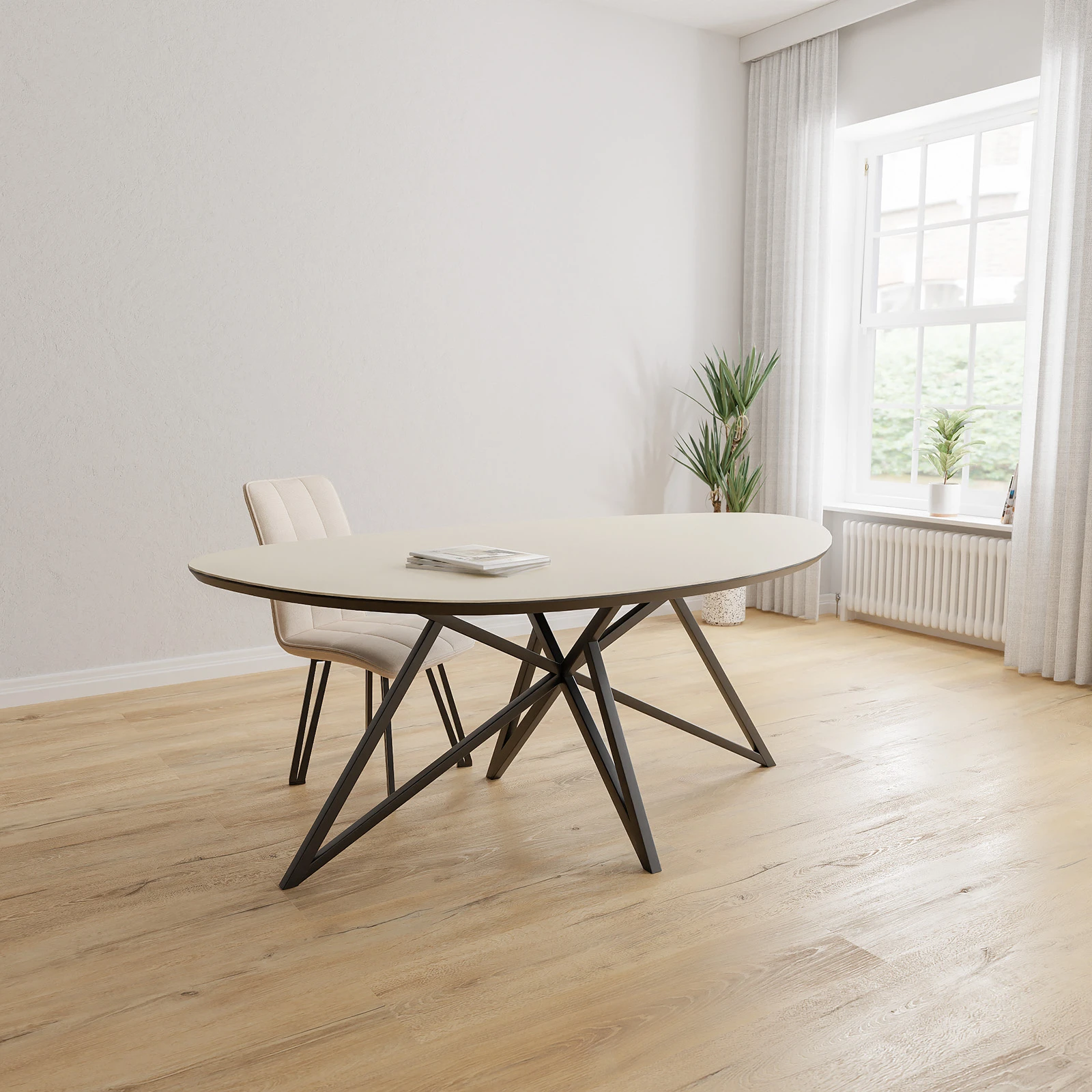 Eettafel Crosse - Kiezel HPL Stone Beige (200x120cm)