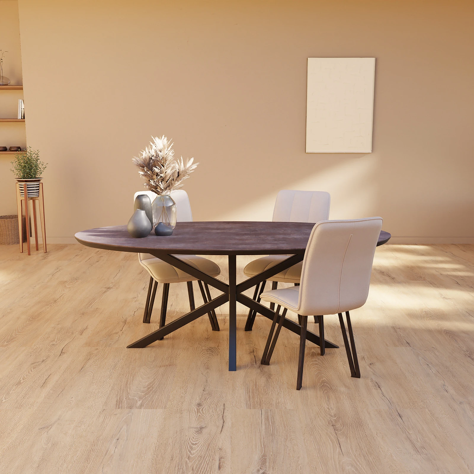 Eettafel North -  Ovaal HPL Oxidised (200x105cm)