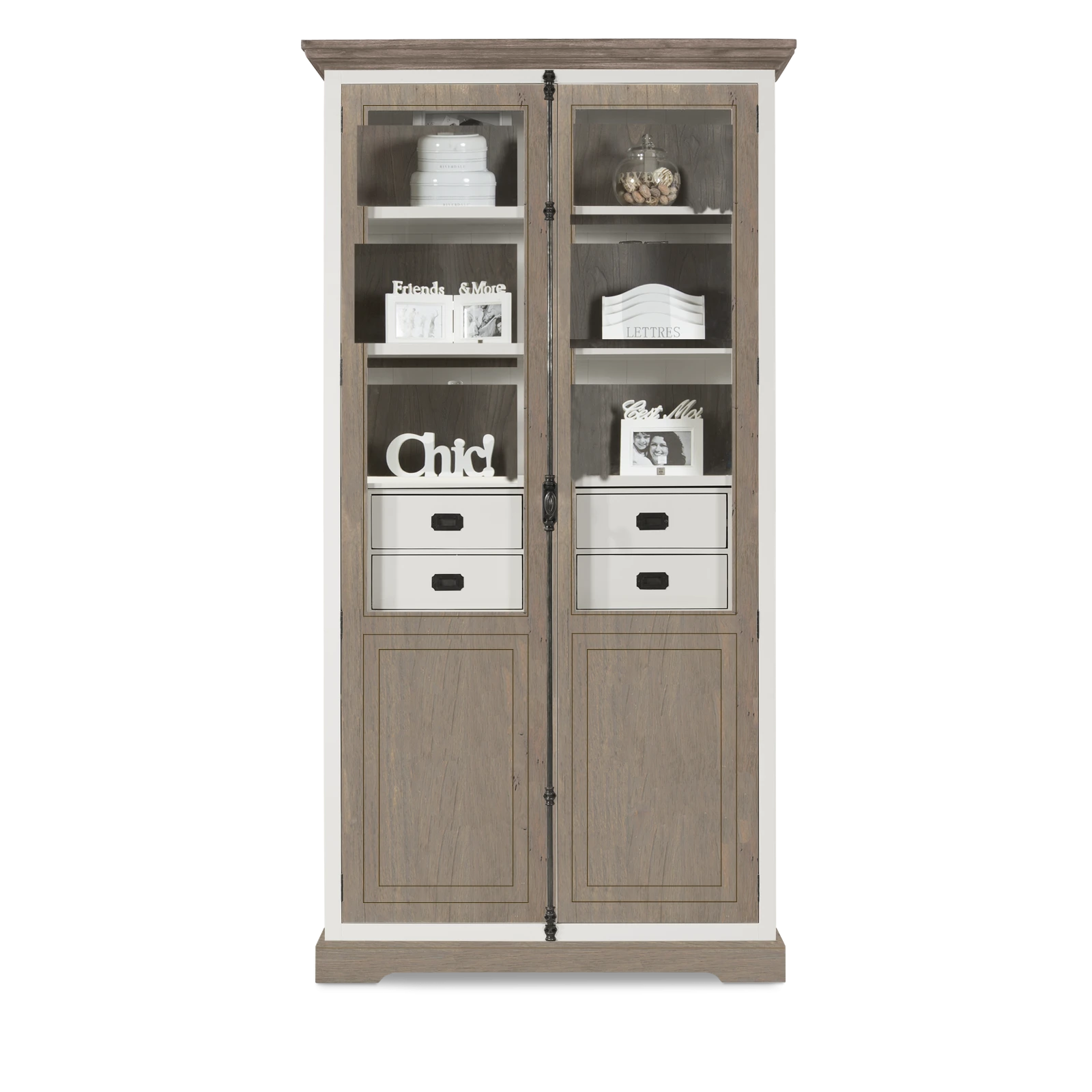 Vitrinekast (SPC espagnolet) Lakewood - Clear/Mindi Donkerbruin