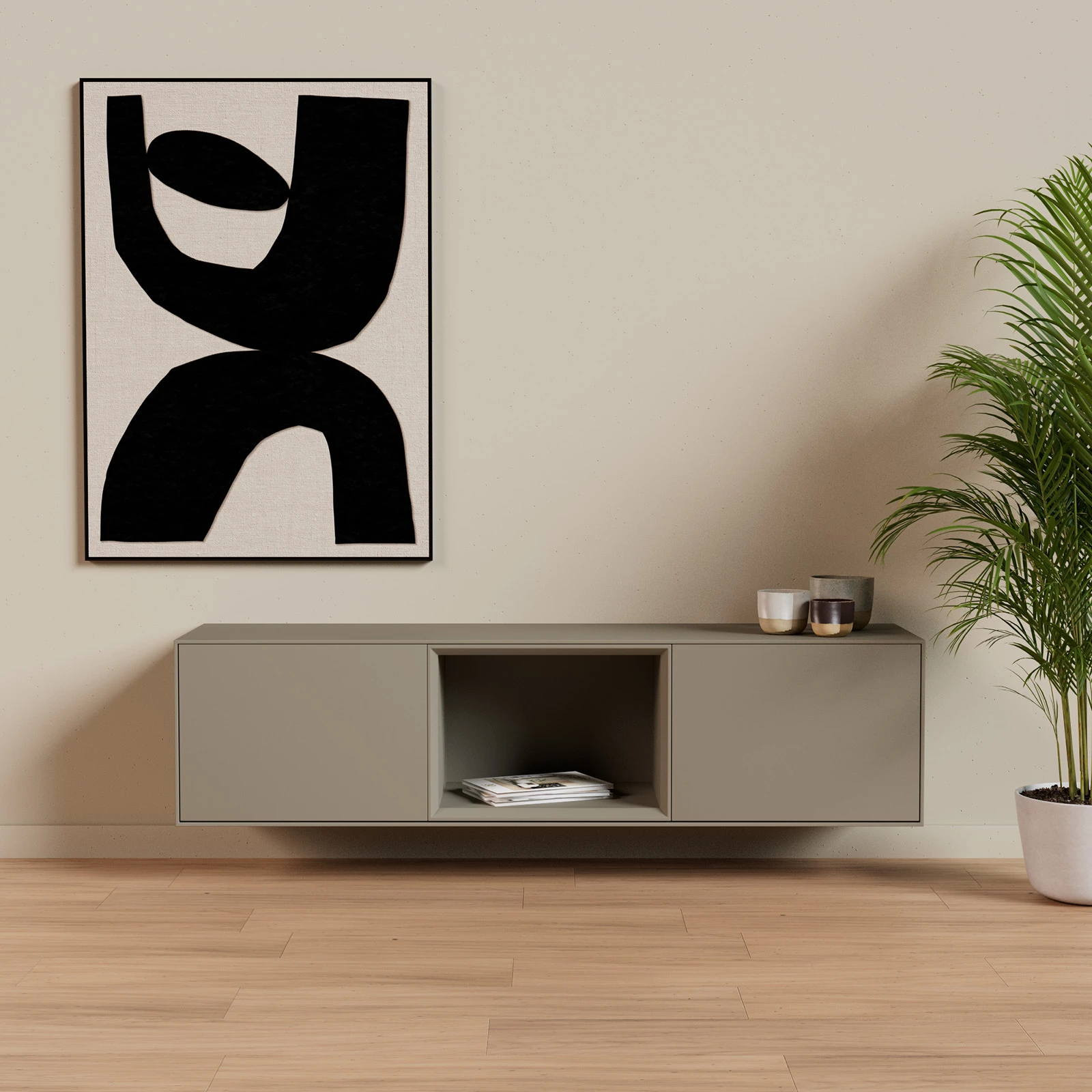 TV Meubel Moss Grey 160cm Zwevend