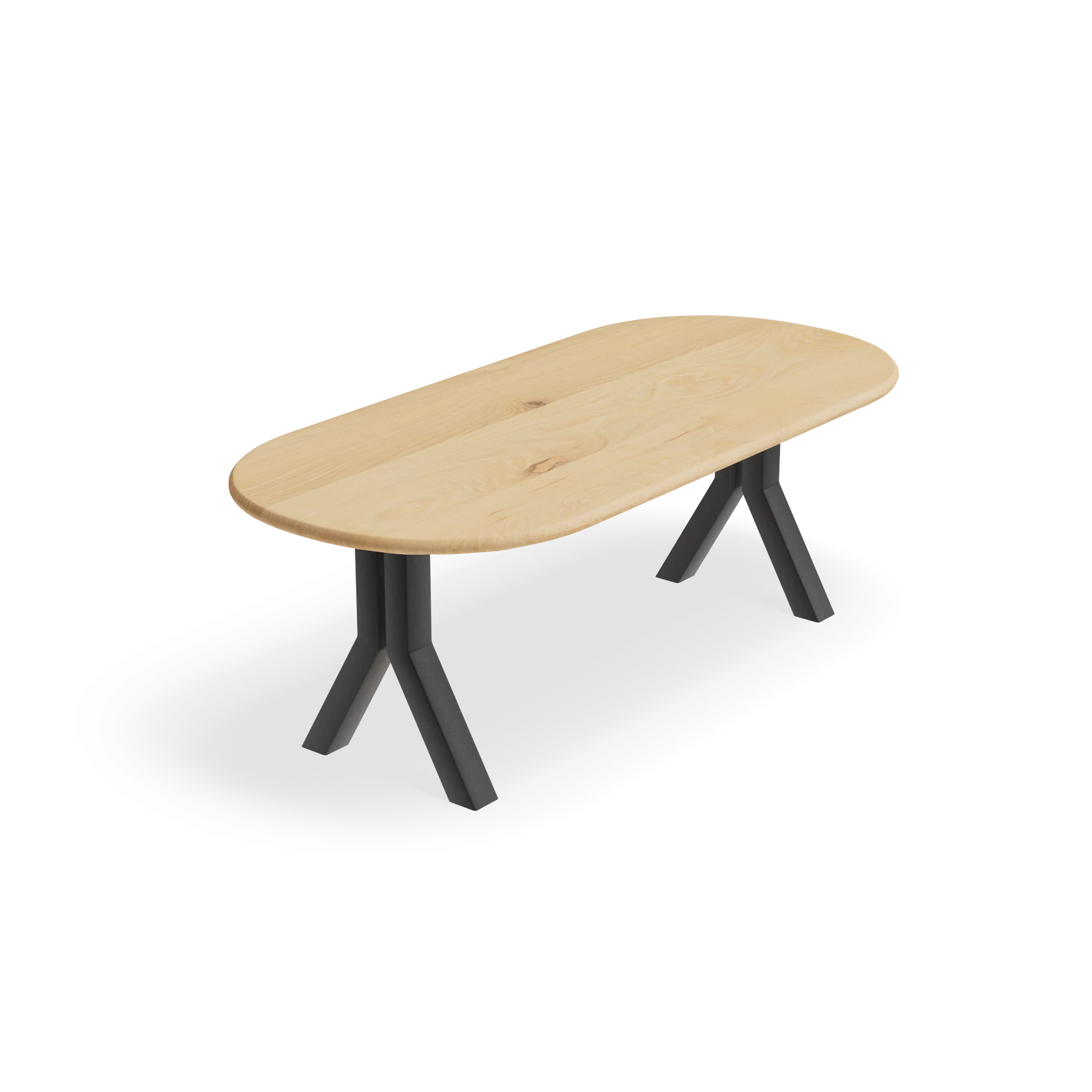 Eettafel Y poot (10x10cm) - Halve Cirkel Eiken Nature White (220x100cm)