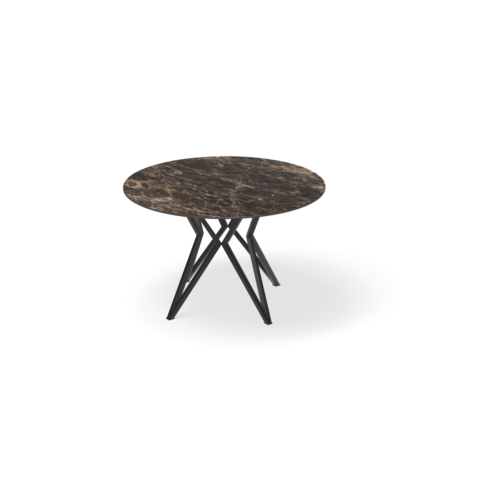 Eettafel Crosse - Rond Keramiek Emprador Dark Satin (120cm)
