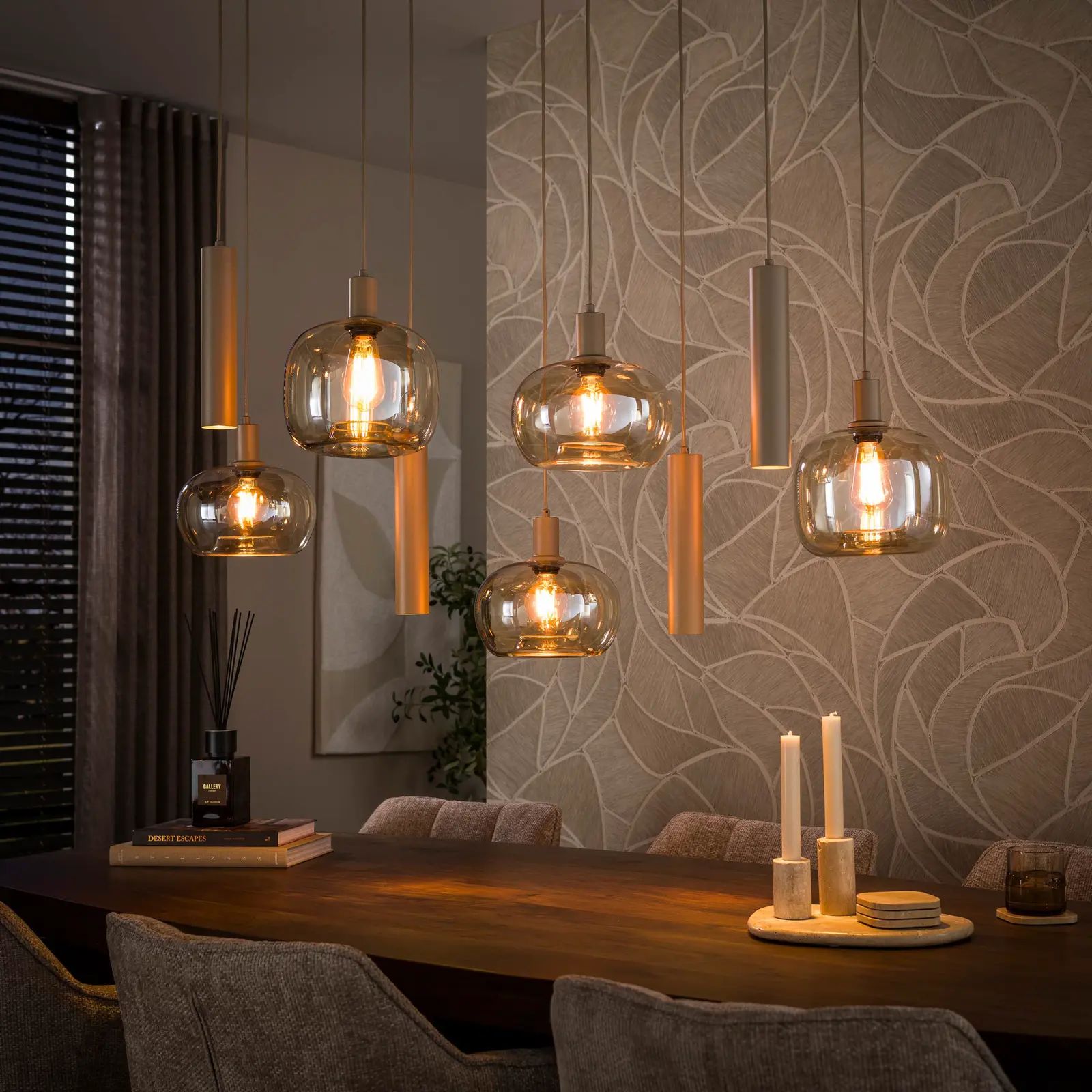 Hanglamp Serene 5+4-lichts - Beige