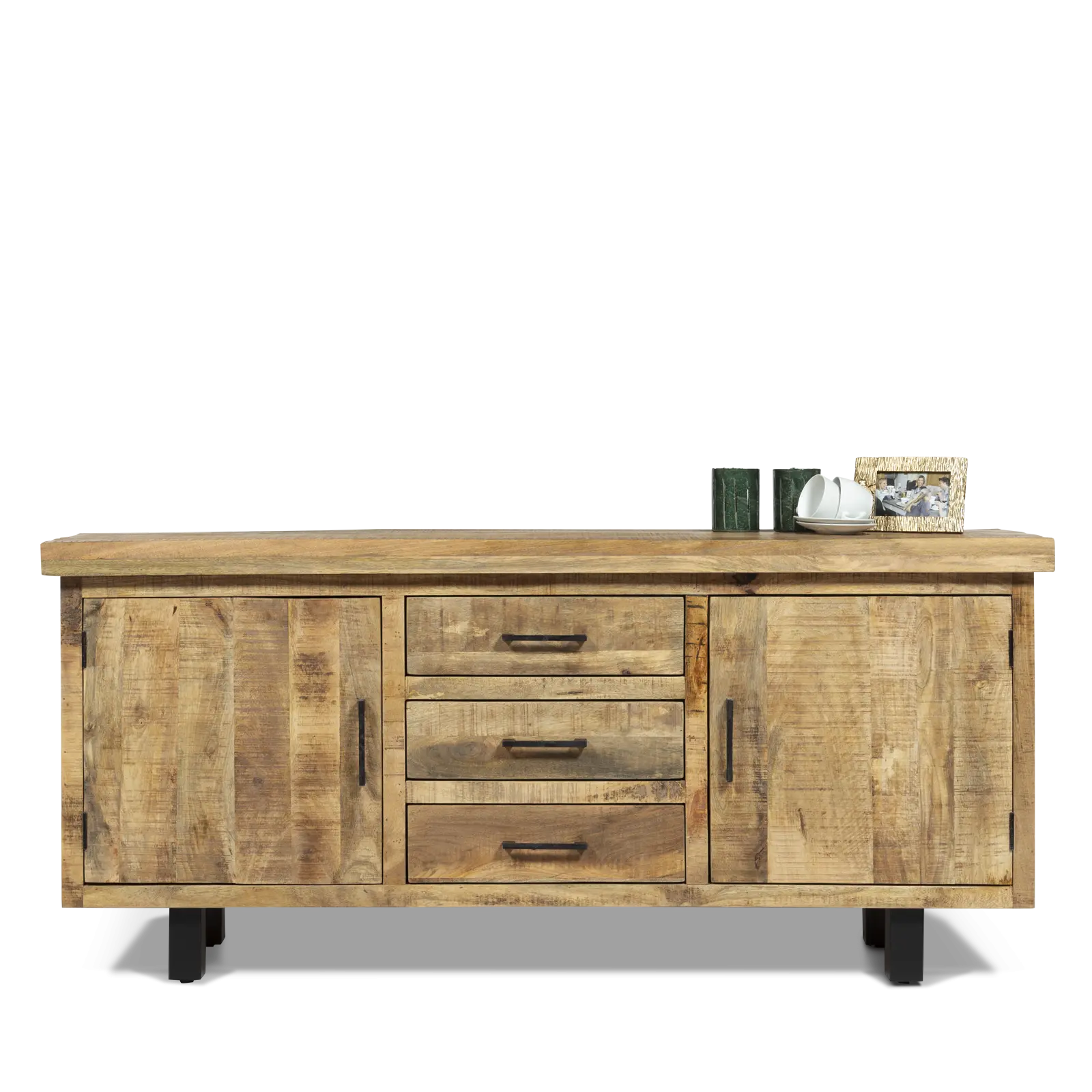 Dressoir Yucca - 180 cm - Mangohout Naturel - 2 deuren, 3 laden