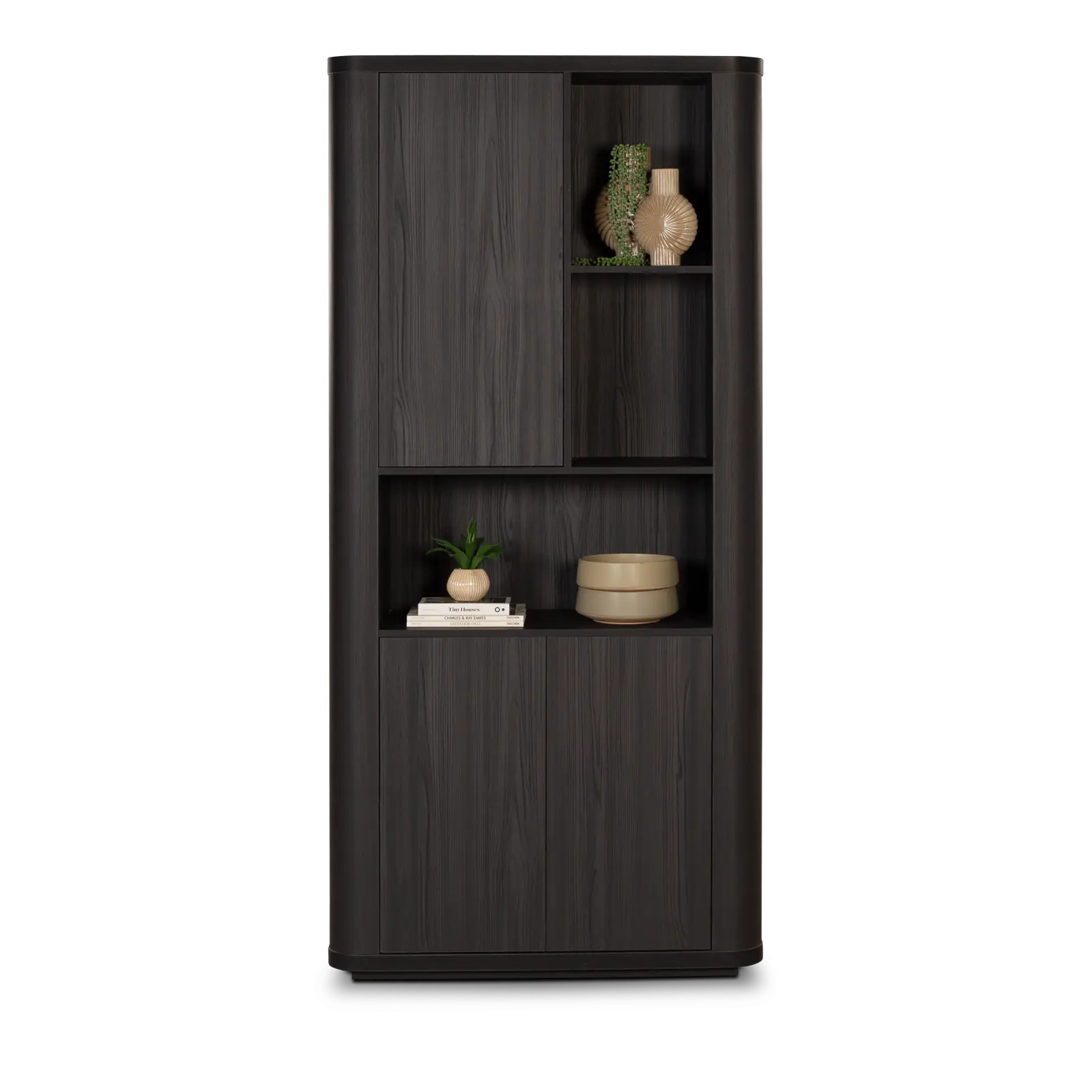 Wandkast Monaco - 100 cm - Zwart - 3 deuren, 3 vakken