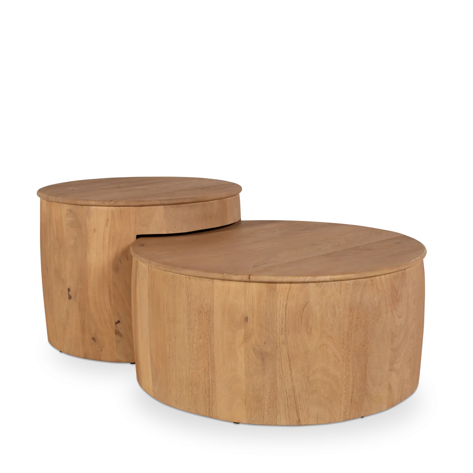 Salontafel set van 2 Bodhi - rond 65/80 cm - Mangohout Loom