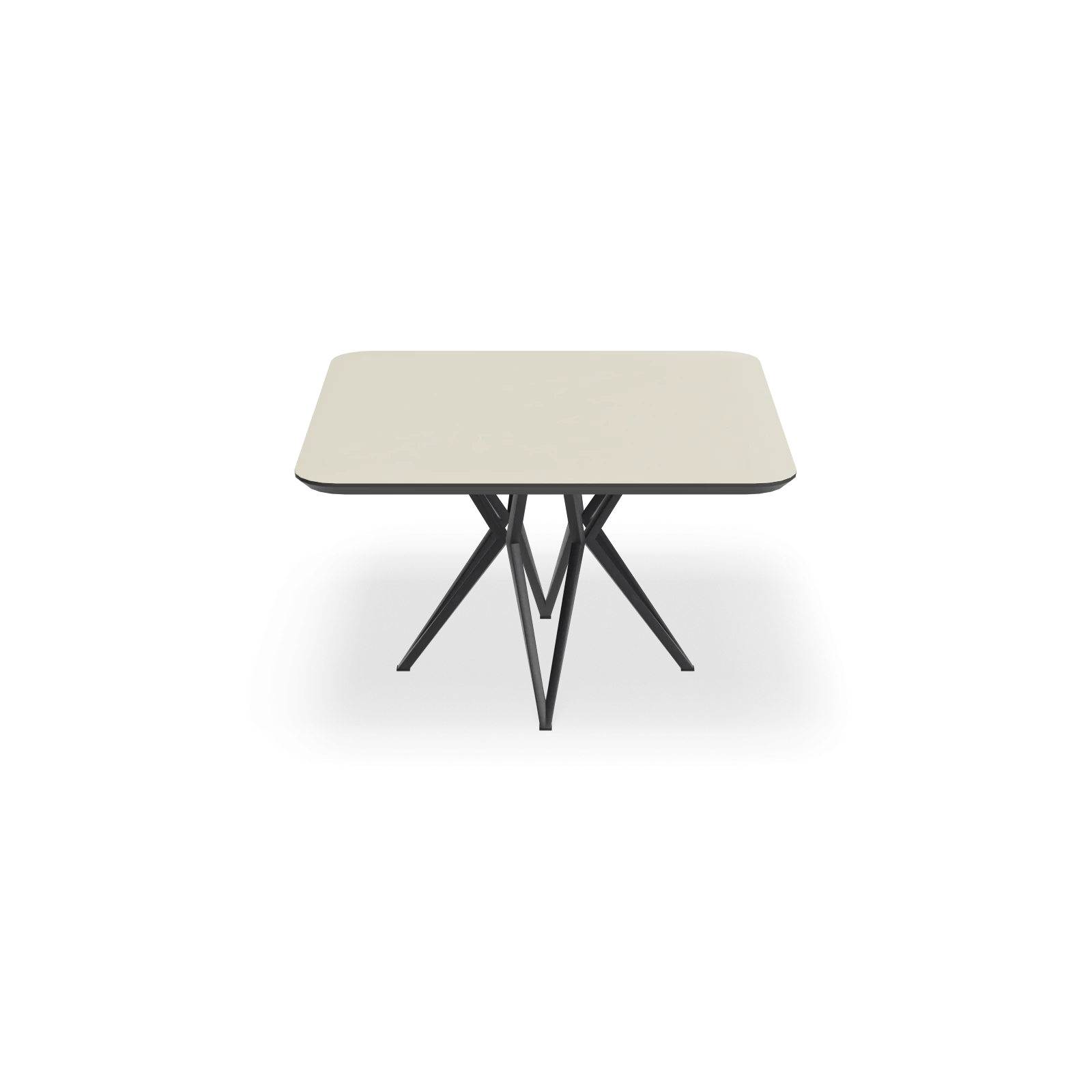 Eettafel Crosse - Vierkant afgeronde hoeken HPL Stone Beige (130x130cm)