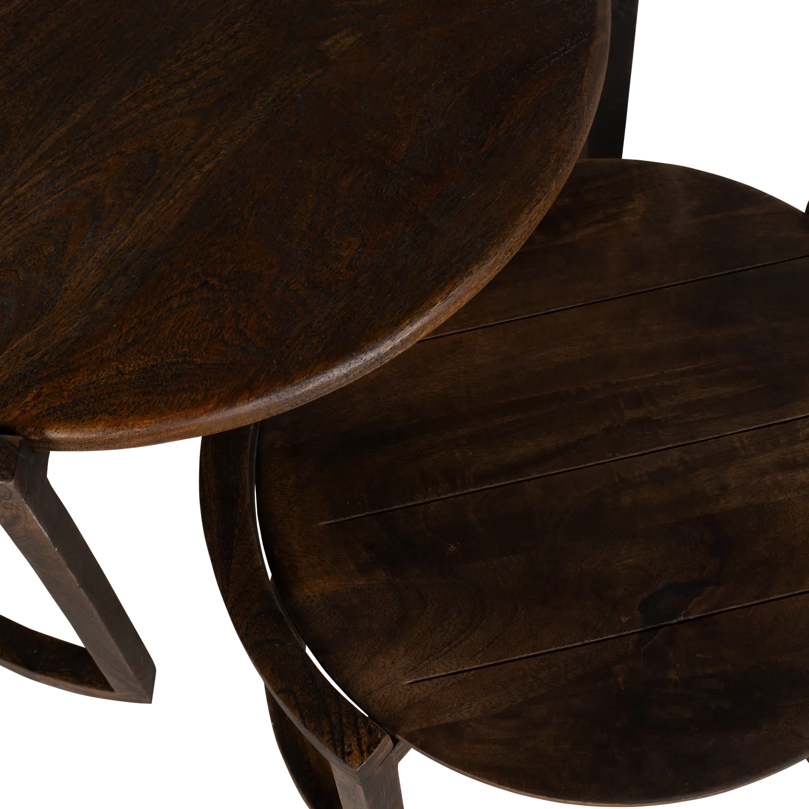 Salontafel set van 2 Bratt - rond - Mangohout Cacao Bruin
