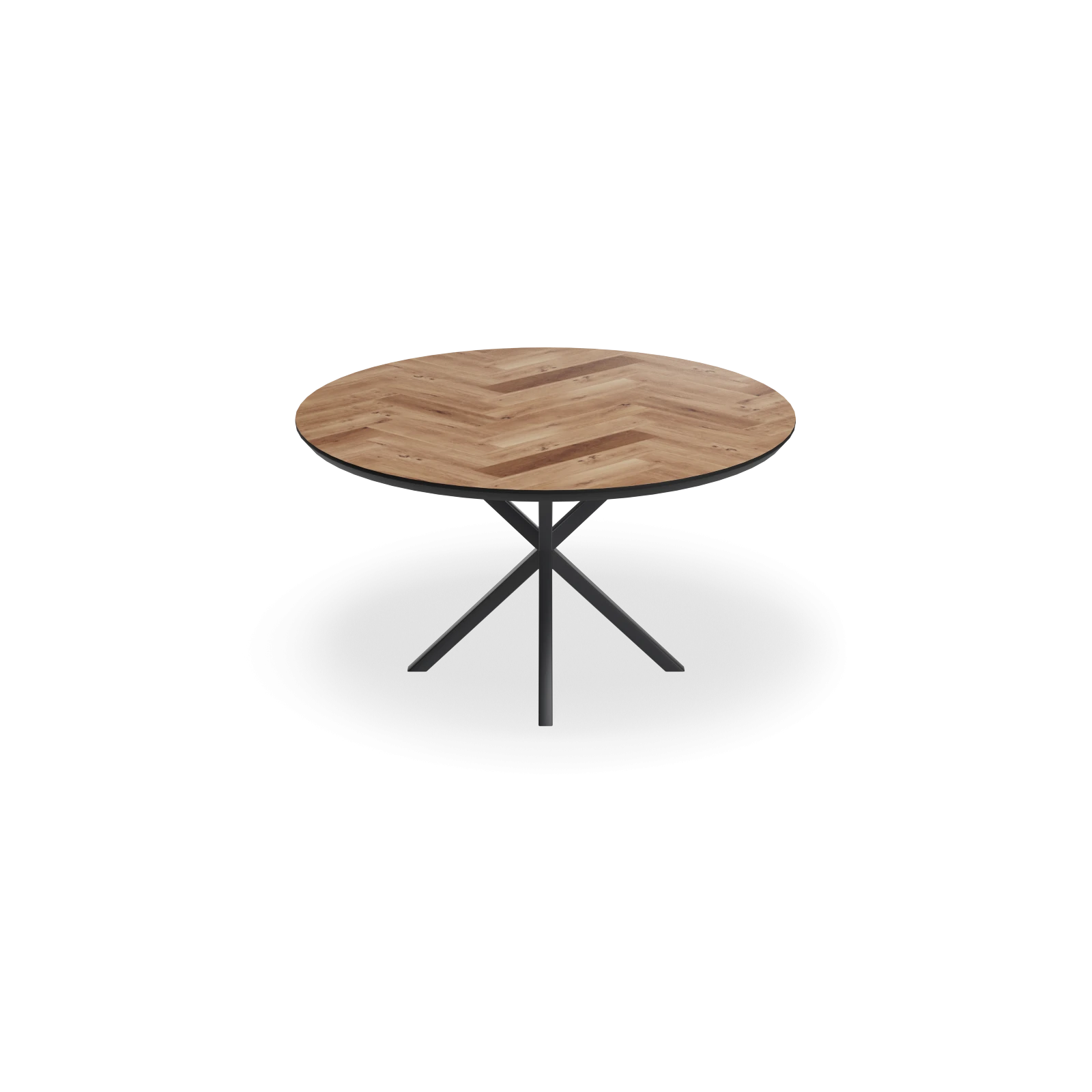 Eettafel North - Rond Eiken Visgraat Kiezel (140cm)