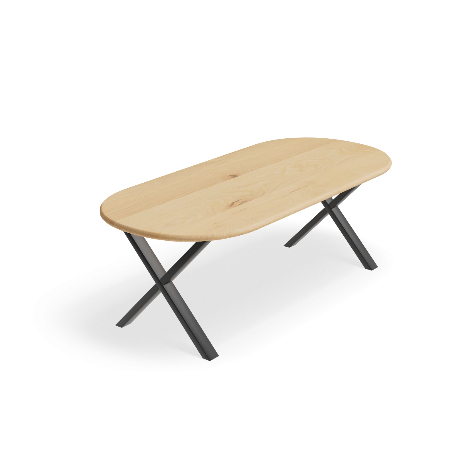 Eettafel X poot (8x4 cm) - Halve Cirkel Eiken Nature White (220x100cm)