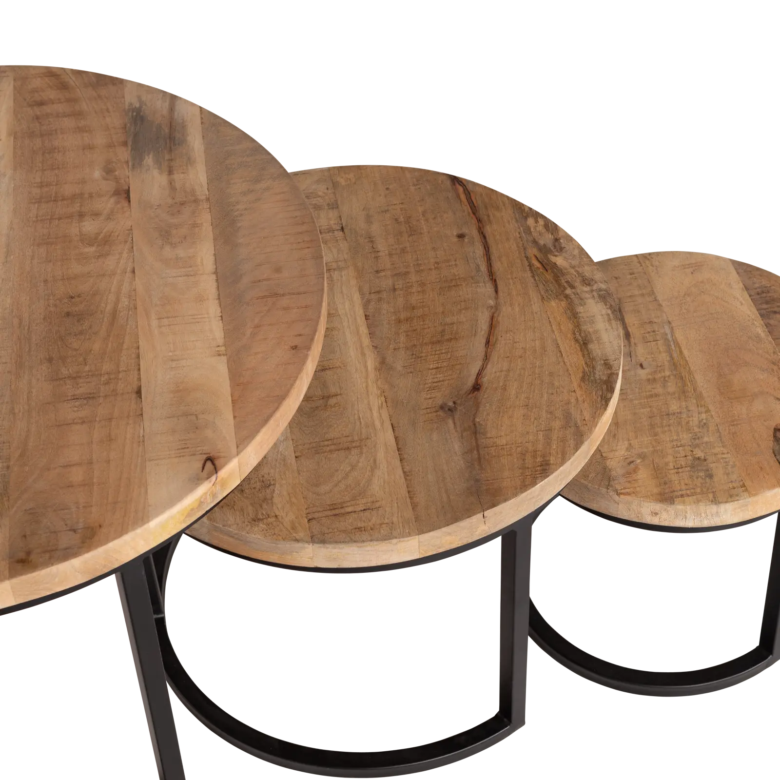 Salontafel set van 3 Jimmy - rond 70/50/35 cm - Mangohout Naturel - ACTIE