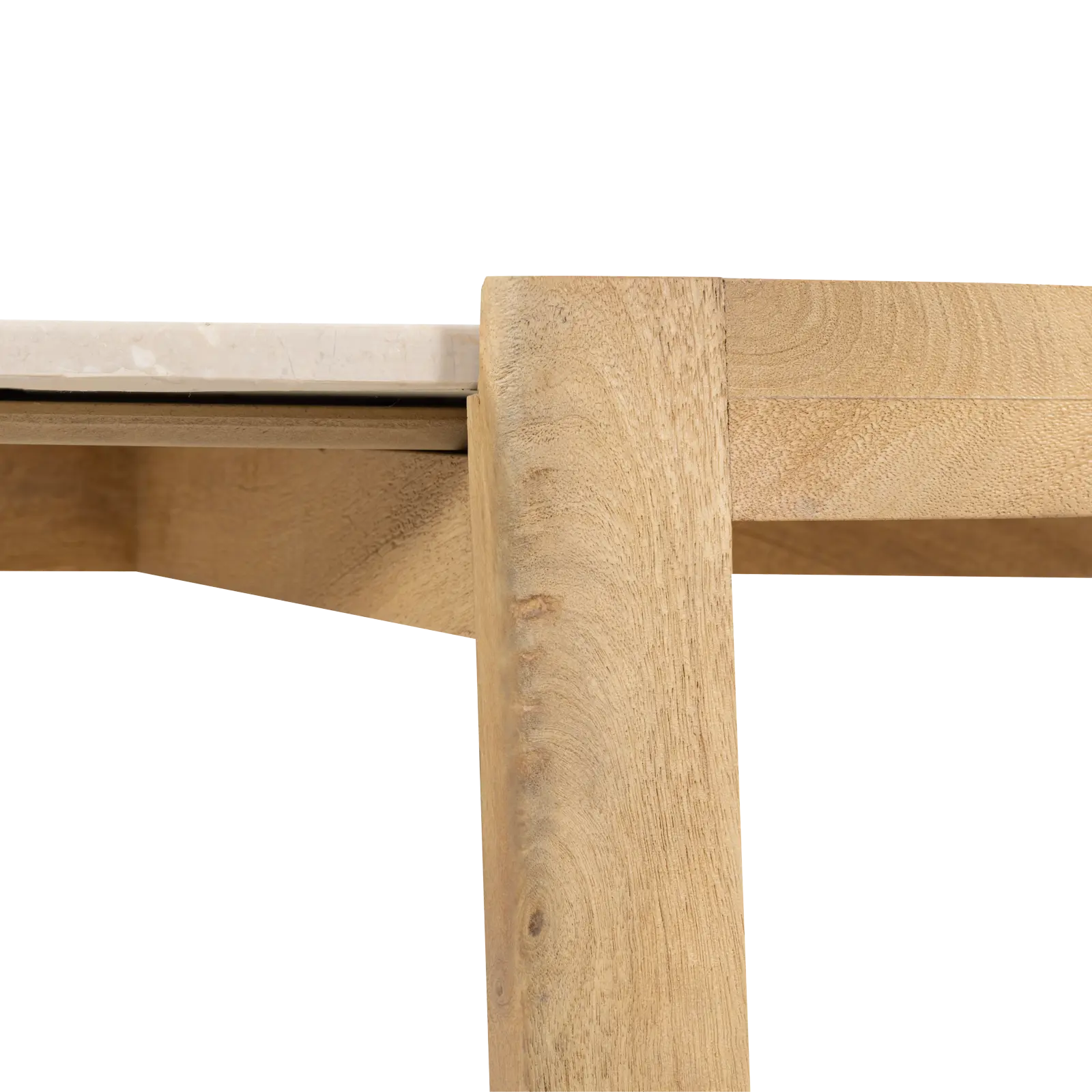 Salontafel Kiona - rond 80 cm - Mangohout Loom Naturel + Marmer