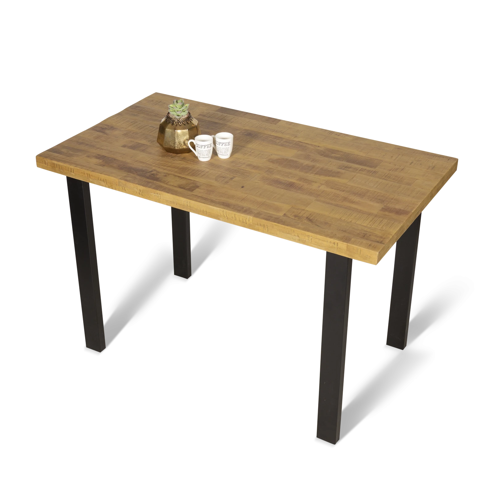 Bartafel (140x80cm) Steelwood - Seasoned Brown/Metaal Zwart