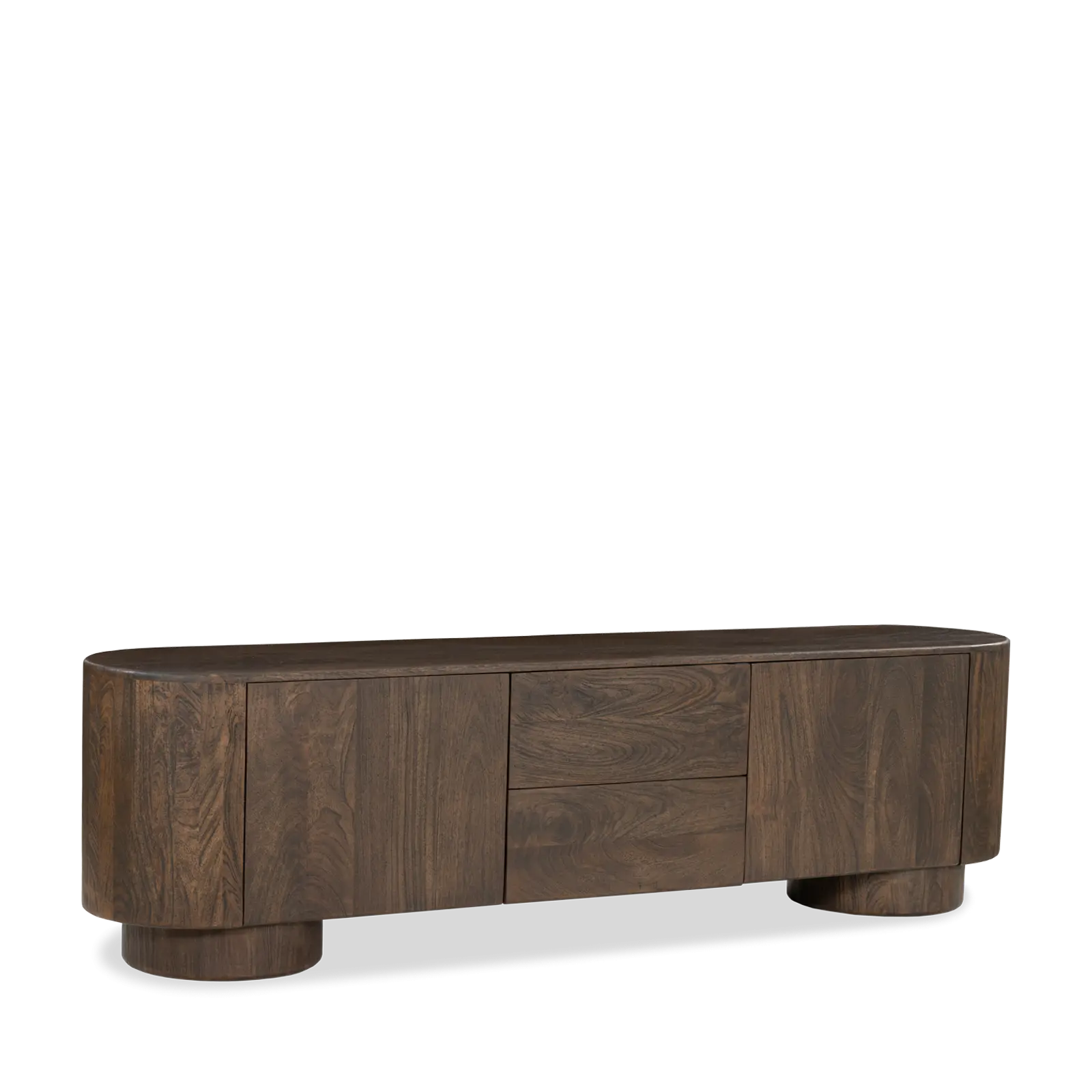 TV meubel Kess - 190 cm - Mangohout Cacao Bruin - 2 deuren, 2 laden