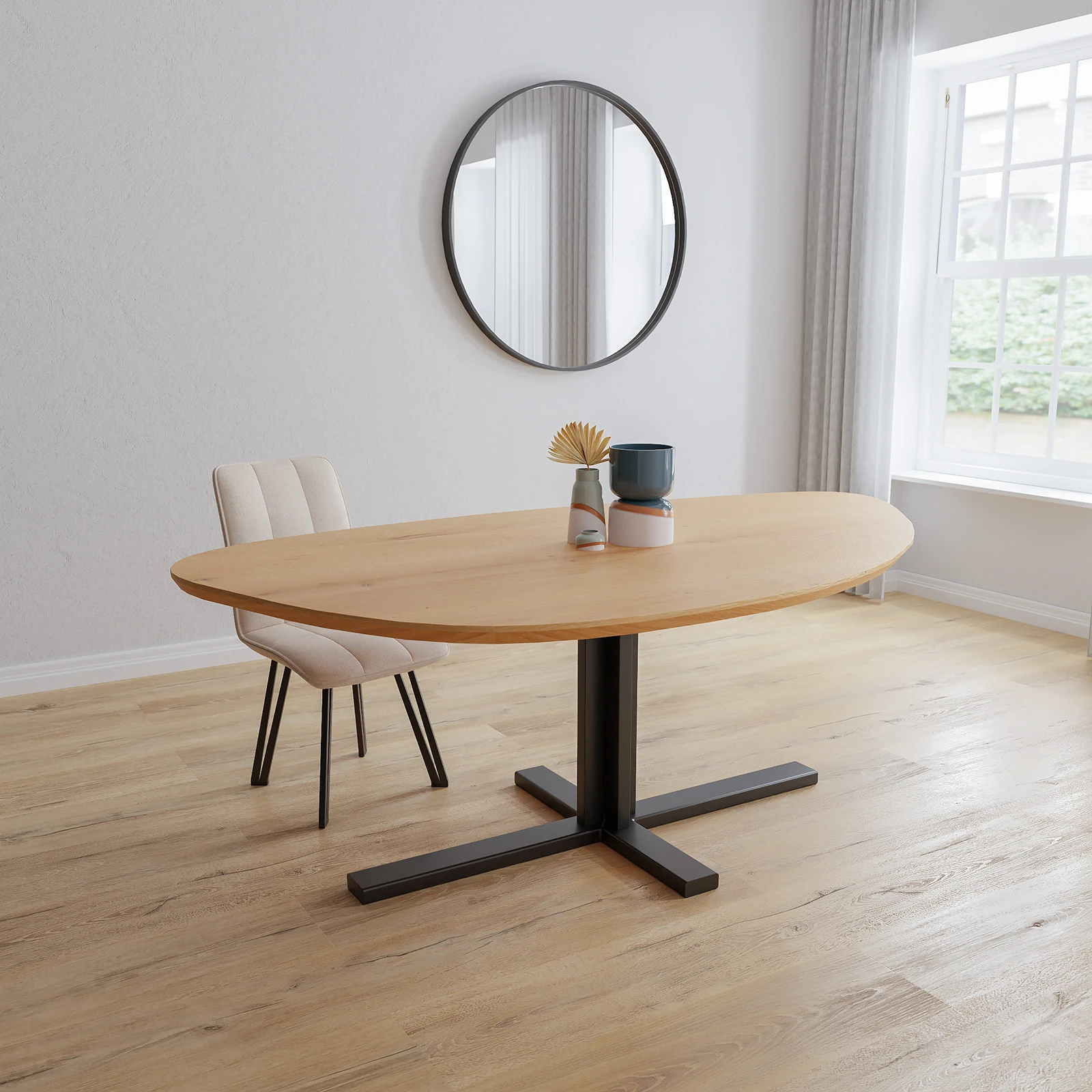 Eettafel Kolos - Kiezel Eiken Nature White (220x125cm)