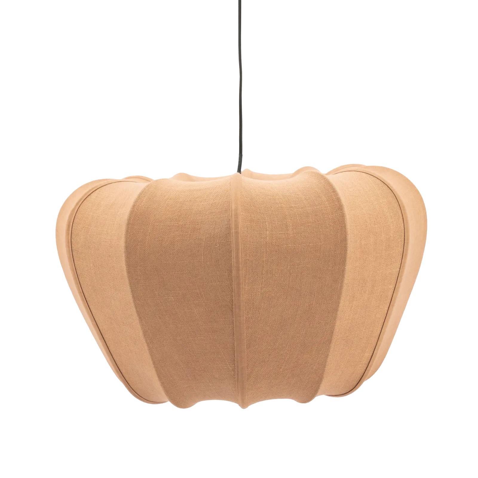Hanglamp Sora 1 - rond Ø48 cm - stof Linnenlook Bruin