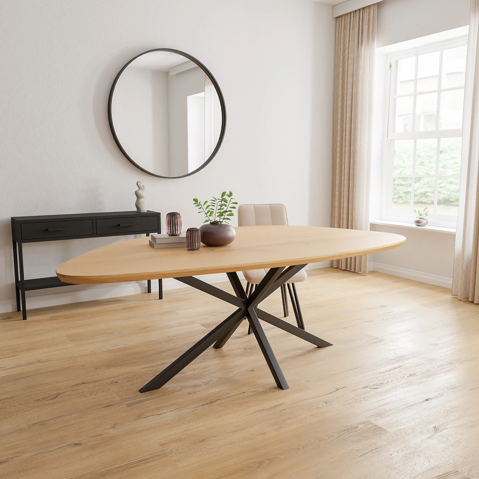 Eettafel North - Kiezel Eiken Nature White (220x125cm)