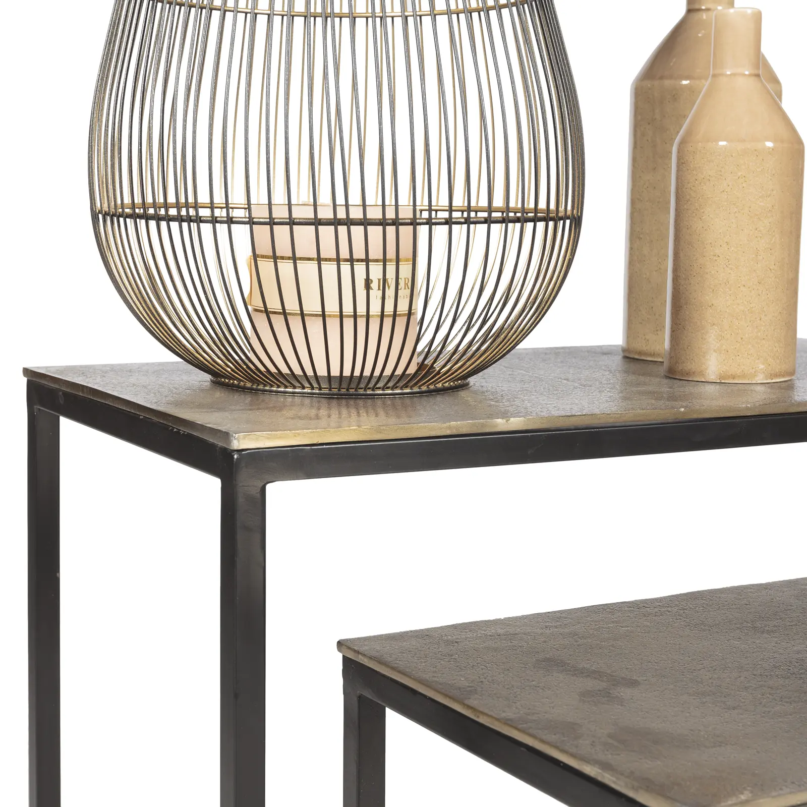 Sidetable set van 2 Yentl - rechthoek - metaal Vintage Goud