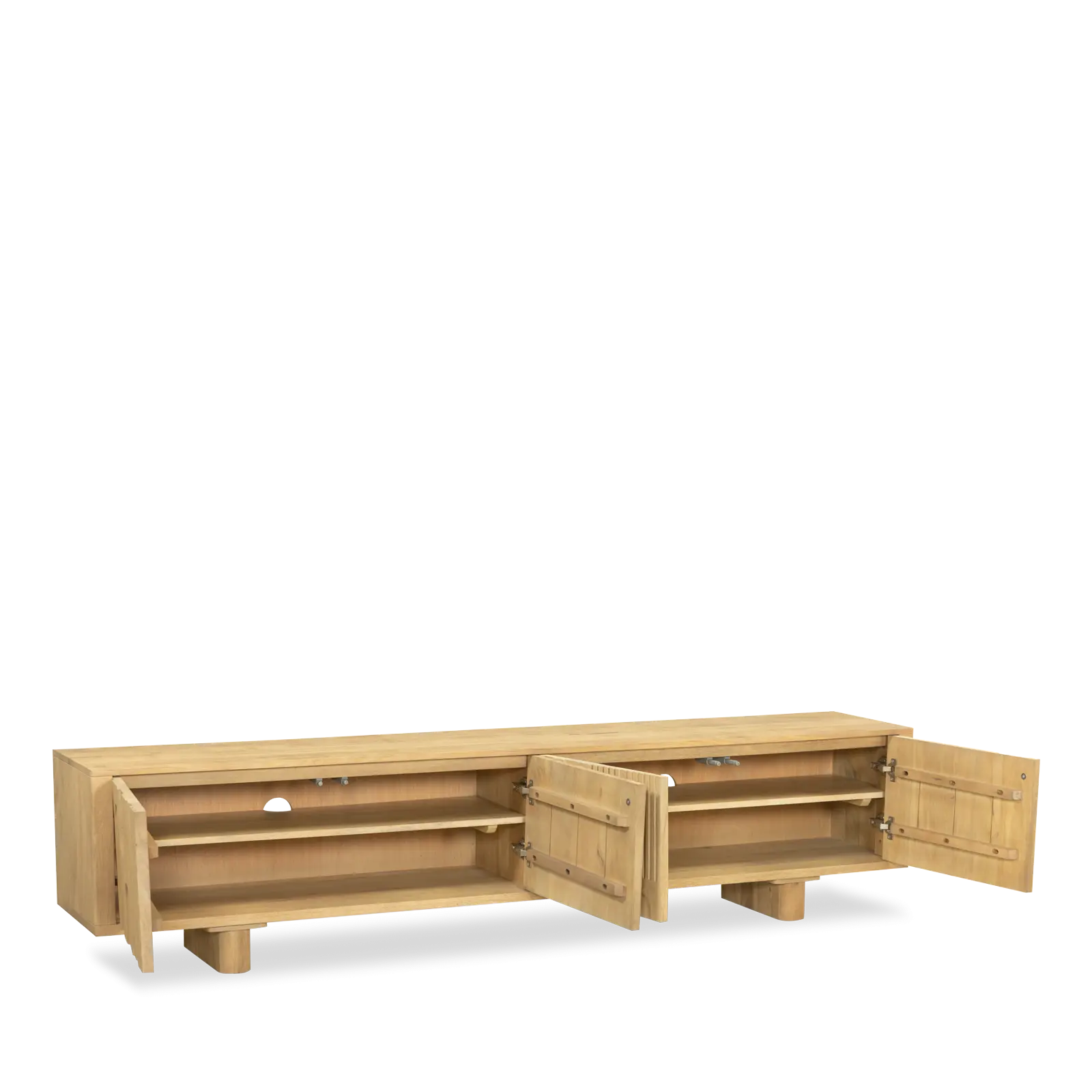 TV meubel Kenya - 220 cm - Mangohout Loom Naturel - 4 deuren