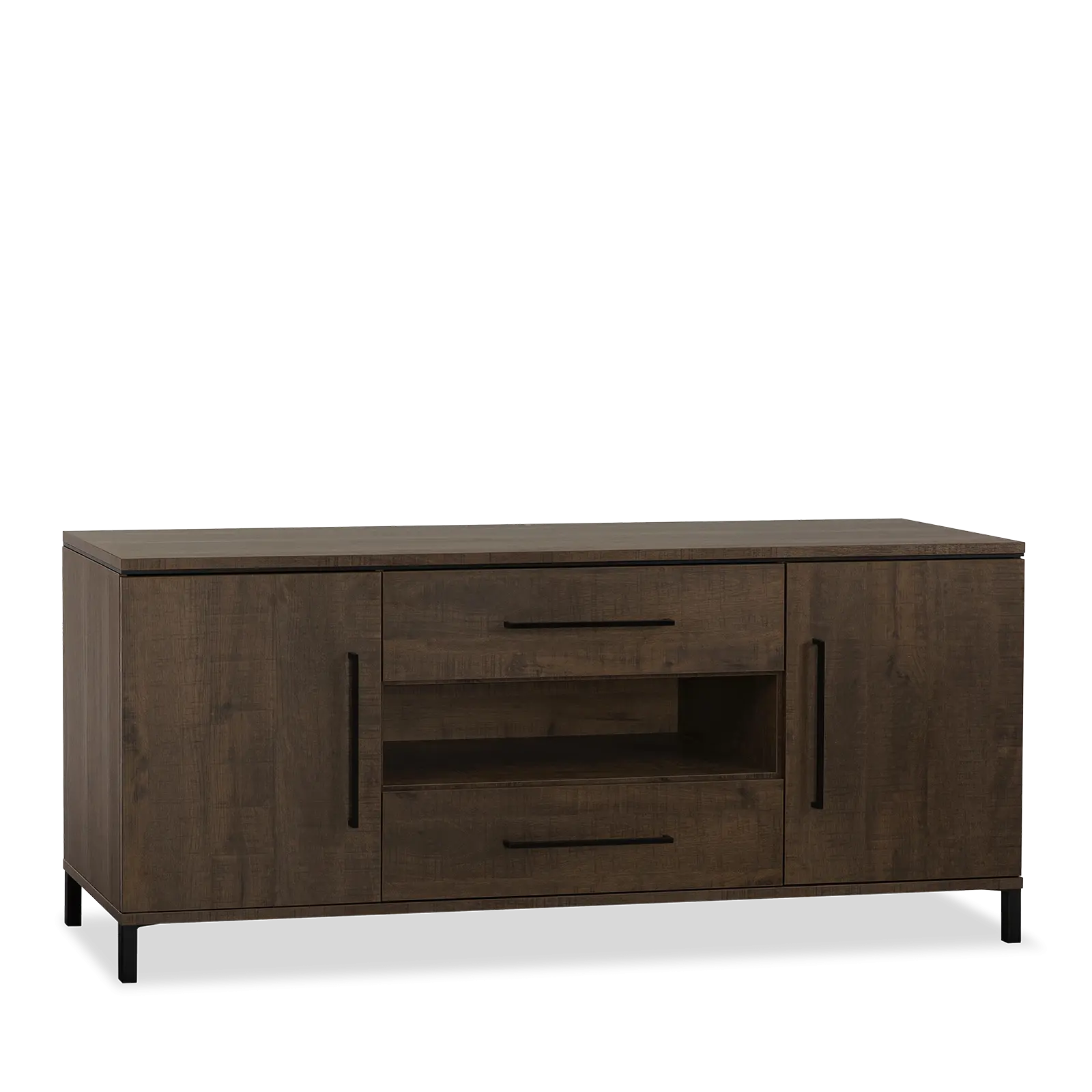 Dressoir Hudson - 182 cm - Lamulux Dark Mango - 2 deuren, 2 laden, 1 open vak