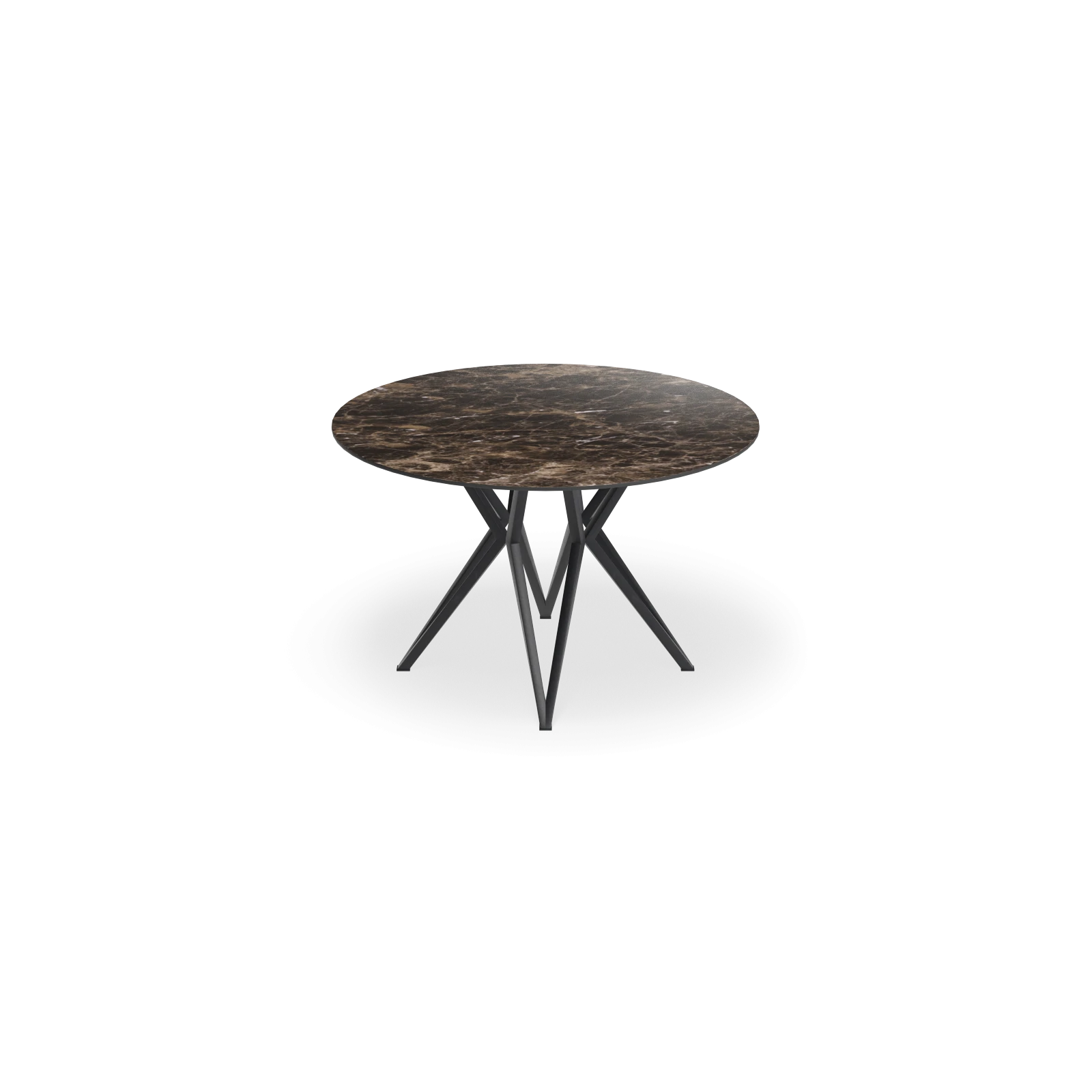 Eettafel Crosse - Rond Keramiek Emprador Dark Satin (120cm)