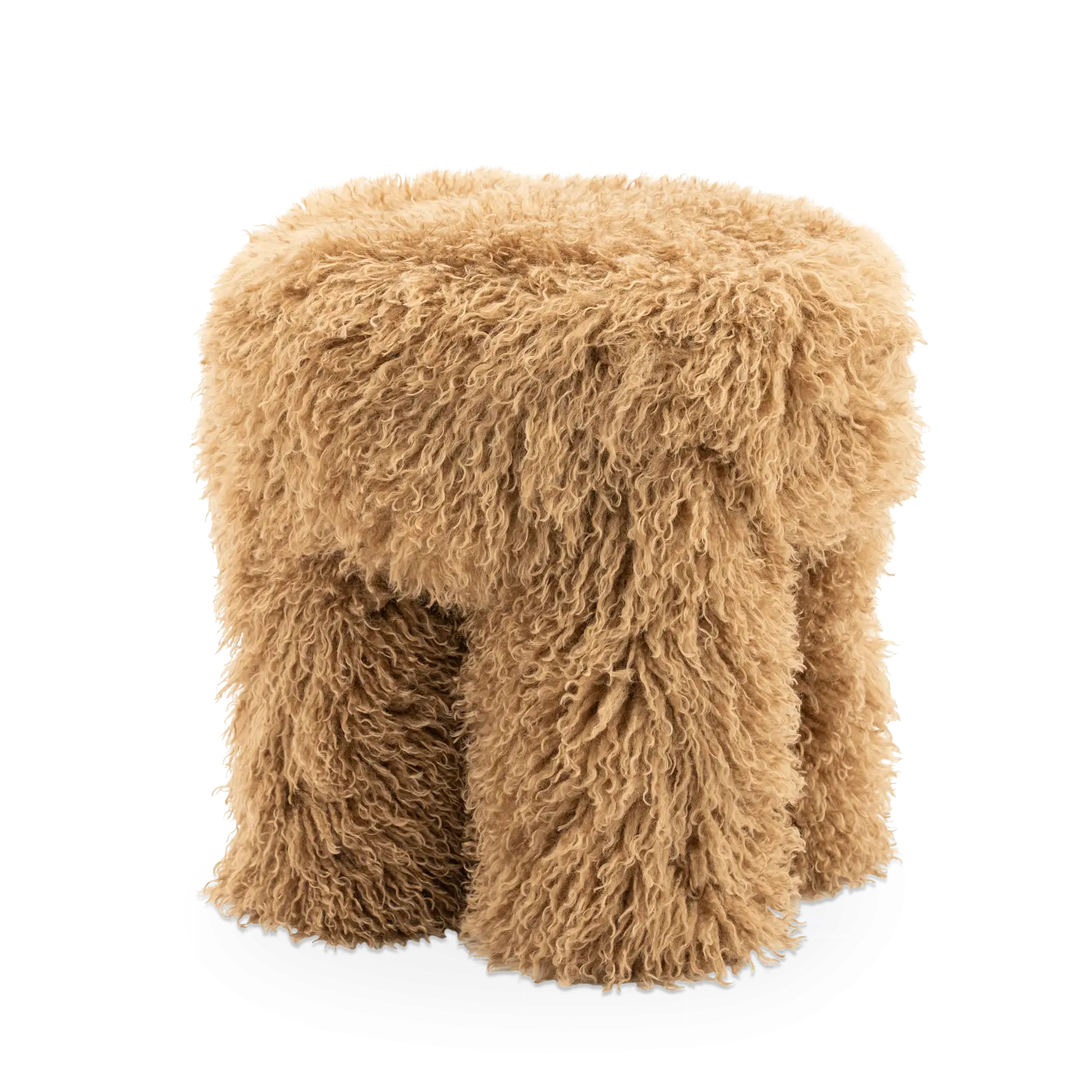 Poef Doodly - Ø40 cm - Fluffy - Taupe