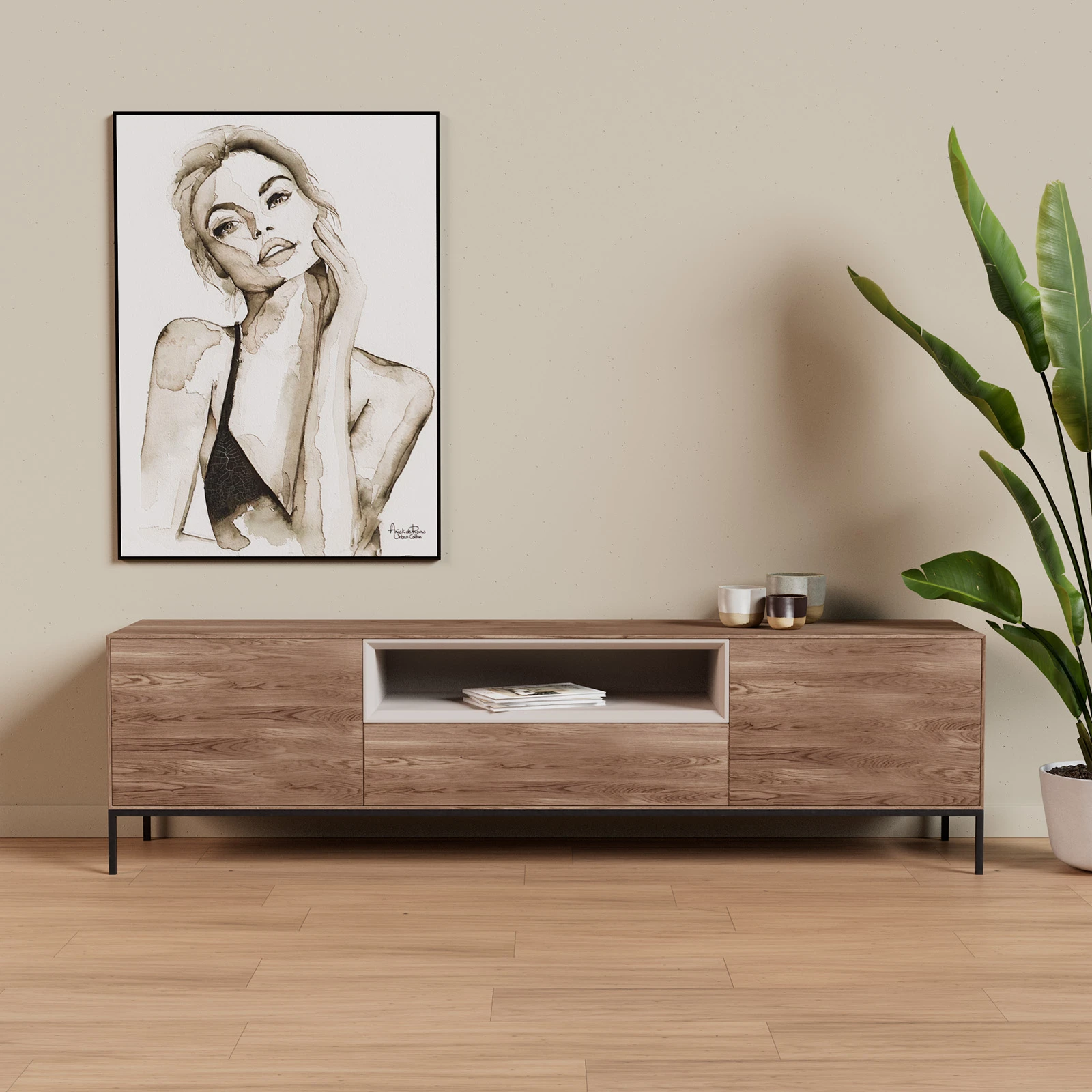 TV Meubel Kiezel 200cm Poot