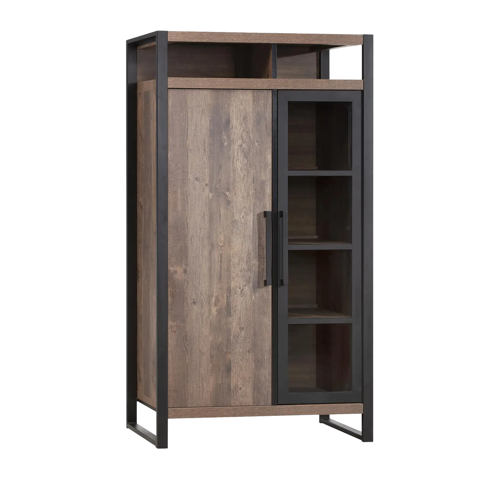 Vitrinekast Wisconsin - 104 cm - Lamulux Mokka - 2 deuren, 2 open vakken