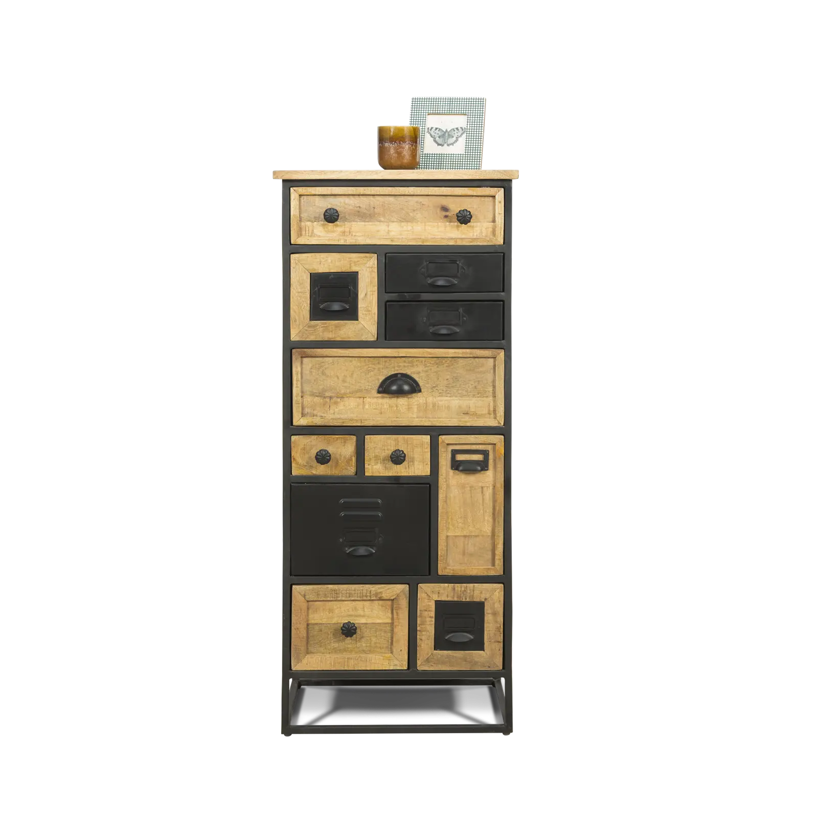 Ladekastje Gaucho - 11 laden - hoog: 115 cm - Mangohout + Metaal