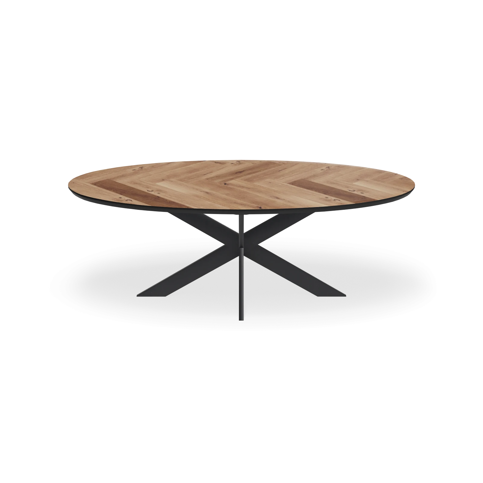 Eettafel Matrix - Ovaal Eiken Visgraat Kiezel (220x110cm)