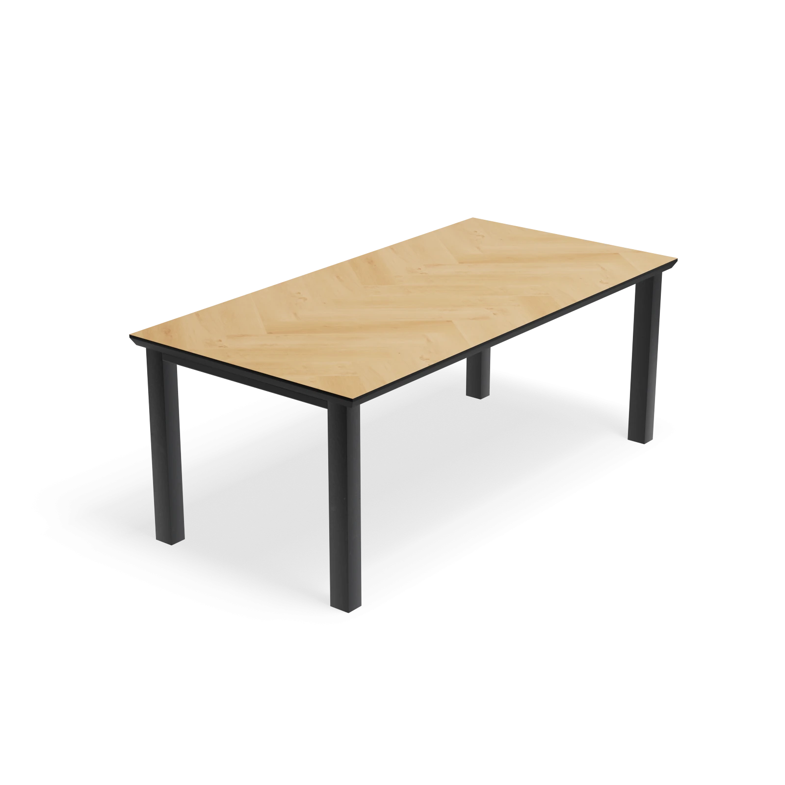 Eettafel Rechte Poten (90cm) - Rechthoek Eiken Visgraat Nature White (200x100cm)