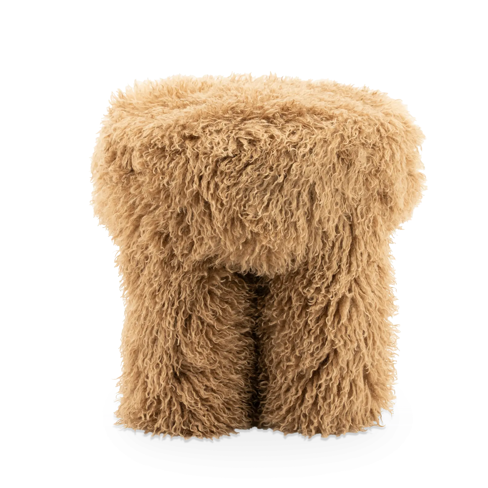 Poef Doodly - Ø40 cm - Fluffy - Taupe