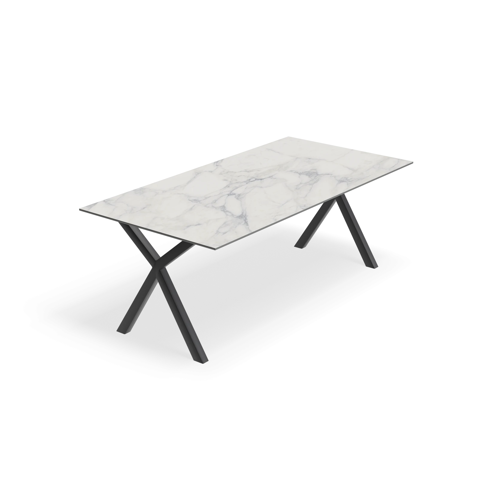 Eettafel X poot - Rechthoek Keramiek Calacatta Extra Satin (200x100cm)