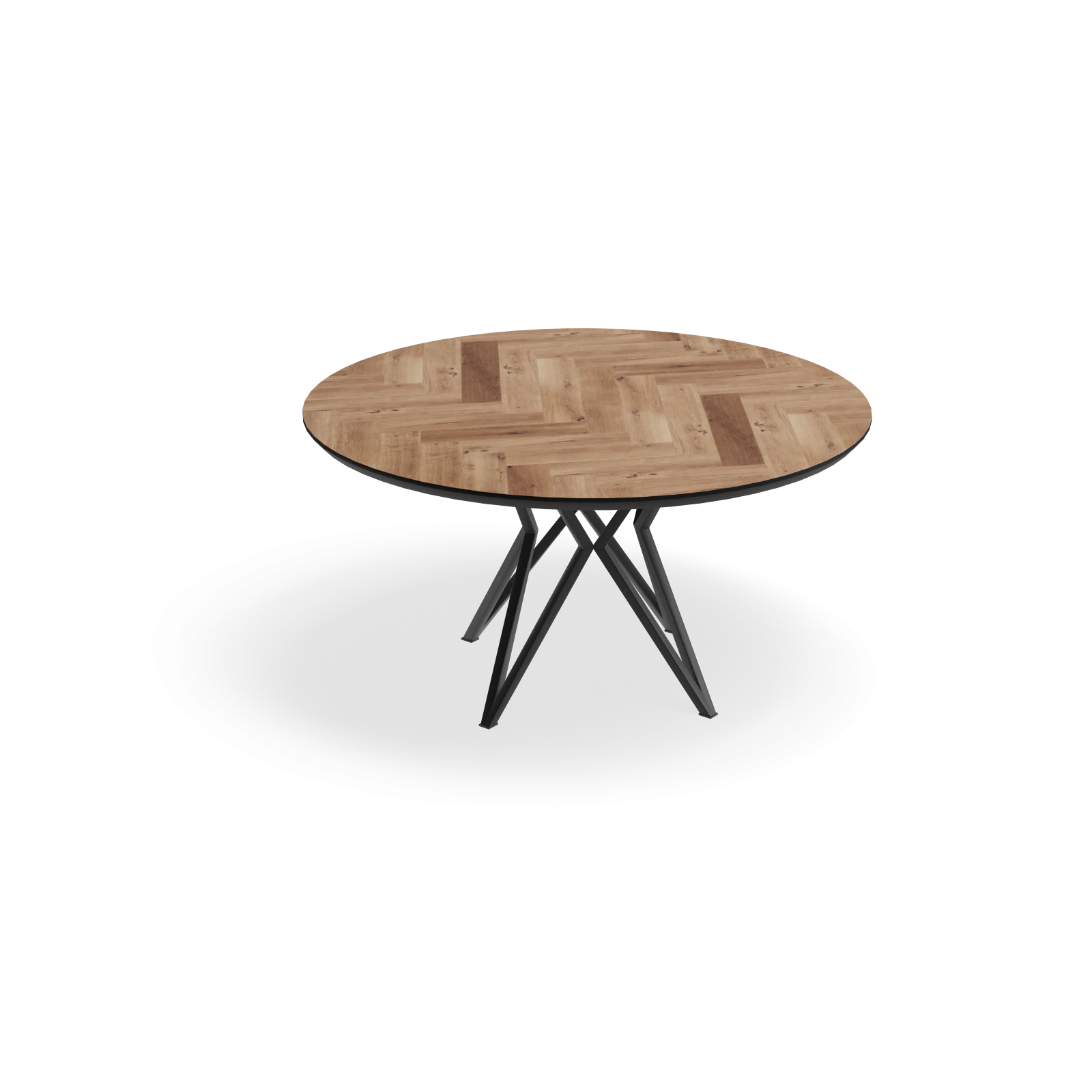 Eettafel Crosse - Rond Eiken Visgraat Kiezel (150cm)